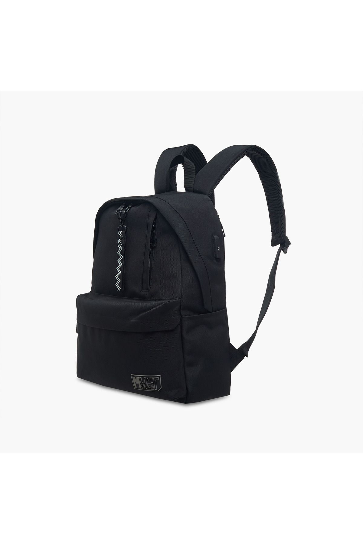 MUST-MUST Textured Backpack with Zip Closure and Adjustable Strap - 32x17x42 cms 2