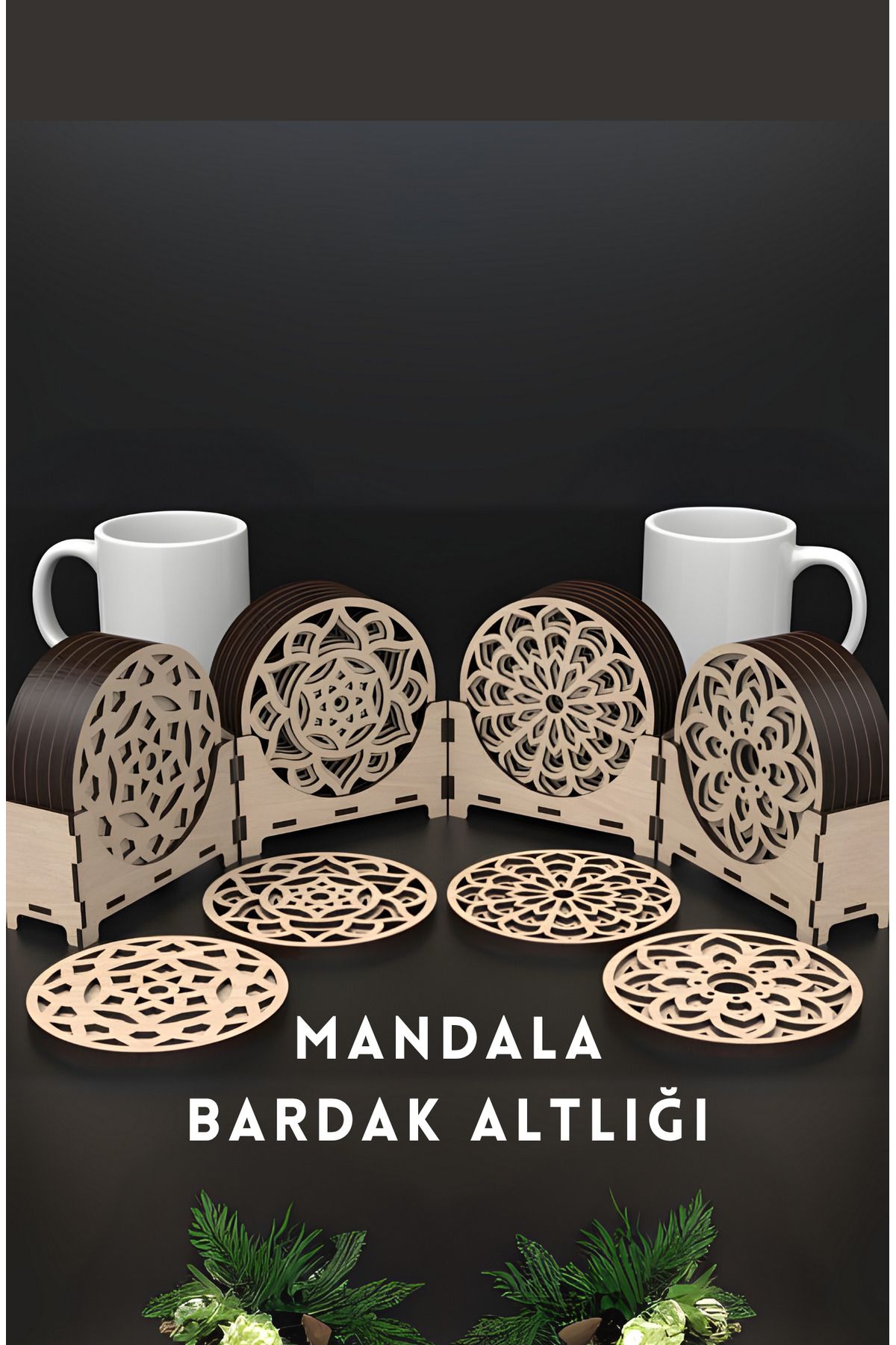 GÜL MZC Mandala Desenli Bardak Altlığı