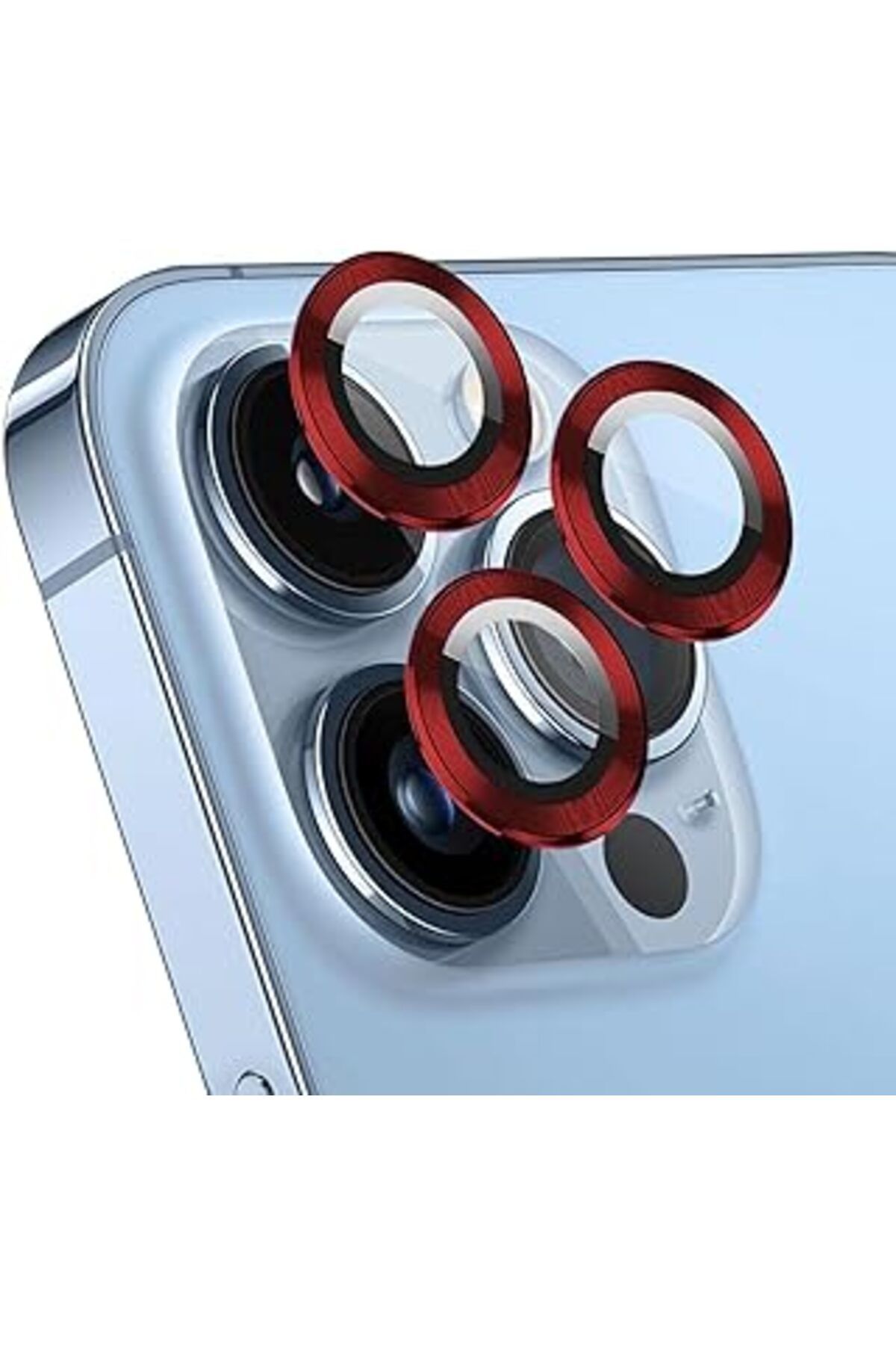 NETWORK ART Microsonic Ekran Koruyucu Apple Iphone 15 Pro Için Tekli Kamera Lens Koruma Camı Kırmızı [Iphone 15