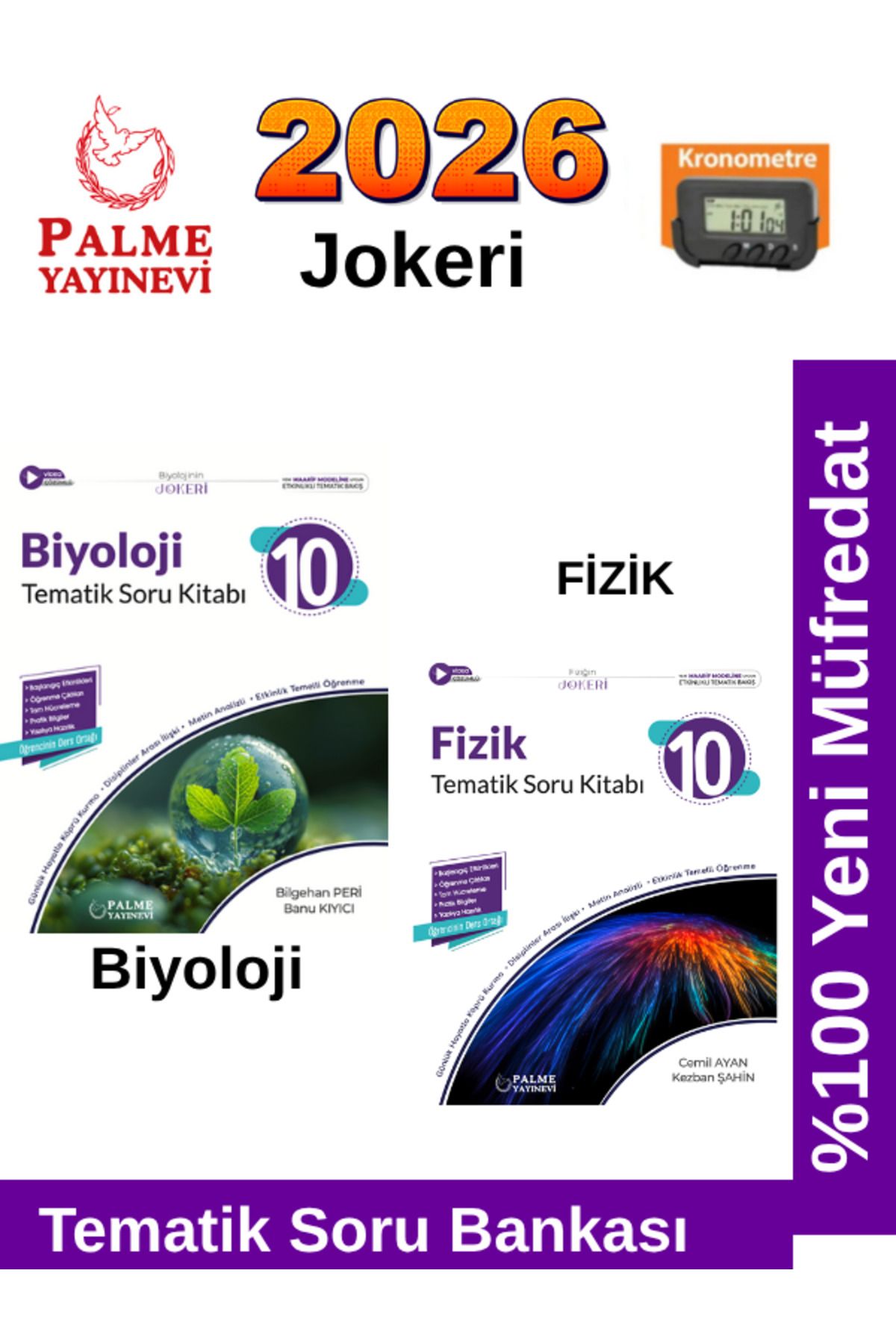 Palme Yayınevi 2026 10.Sınıf Fizik-Biyoloji %100 Yeni Müfredat Tematik Soru Bankası+Kronometre
