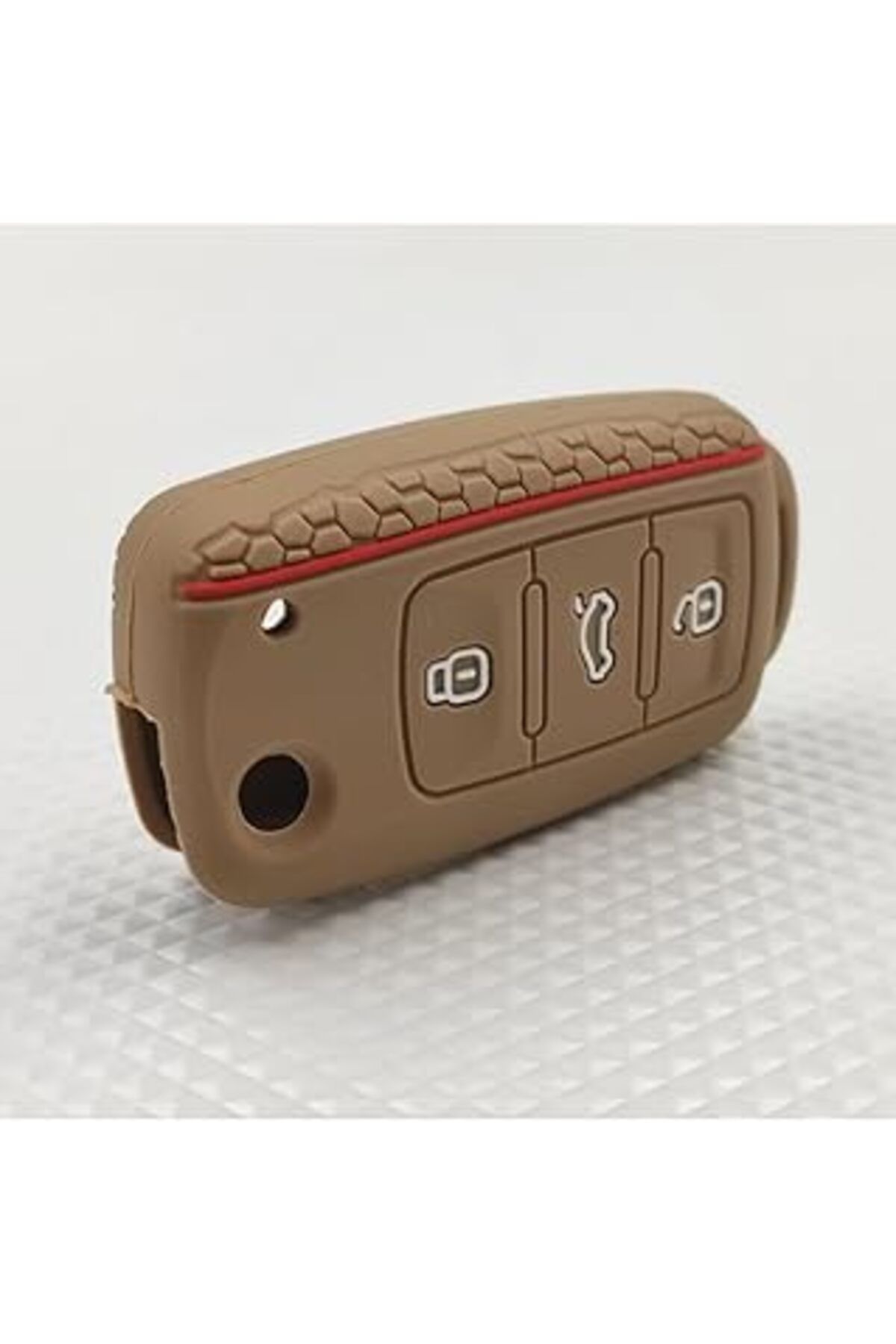 NETWORK ART Volkswagen İle Uyumlu Kahverengi Silikon Anahtar Kılıfı. Anahtar Kabı 3 Tuş. 3 Buton