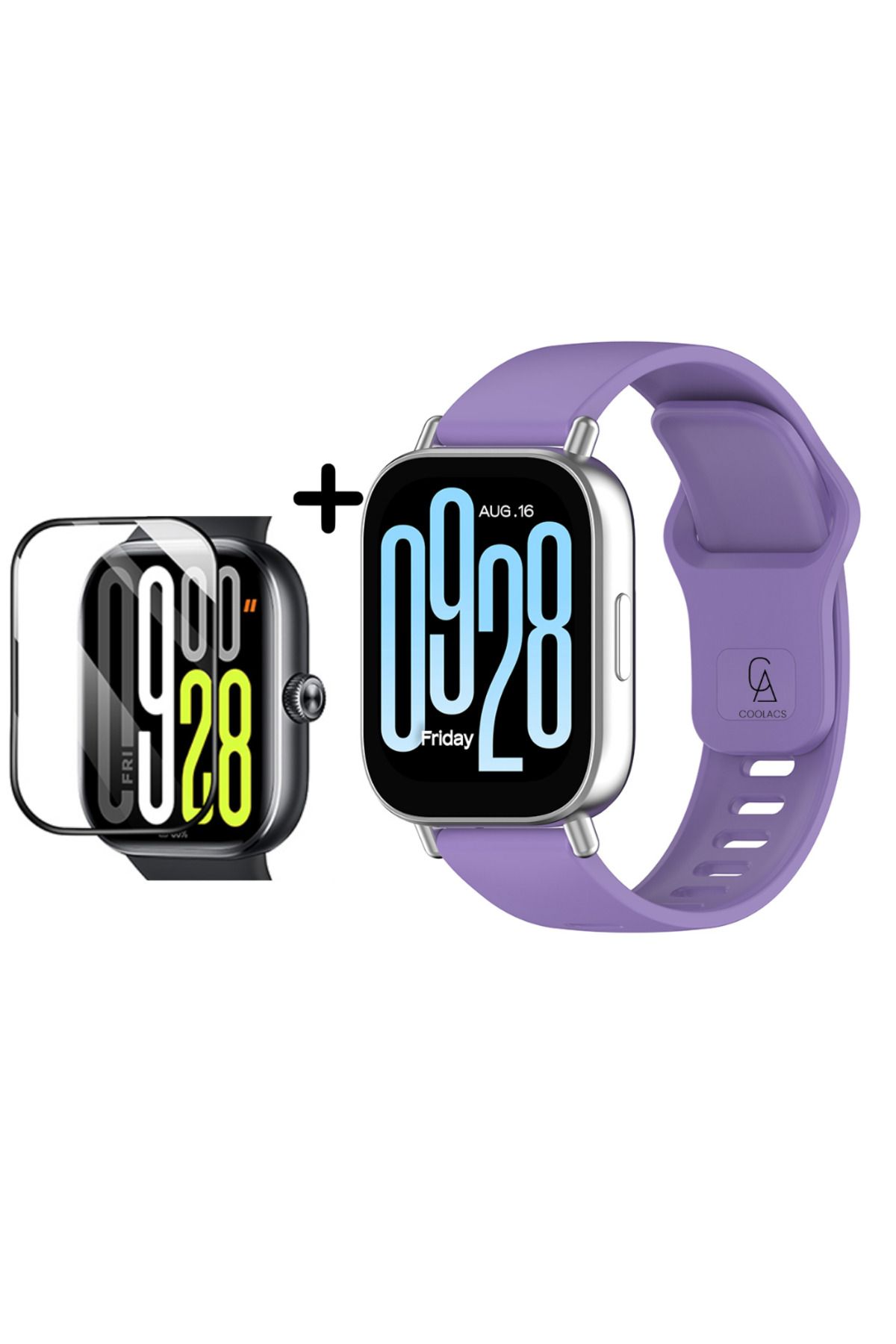 Coolacs Xiaomi Redmi Watch 5 Active Uyumlu Yumuşak Silikon Kordon ve Kavisli Ekran Koruyucu Seti