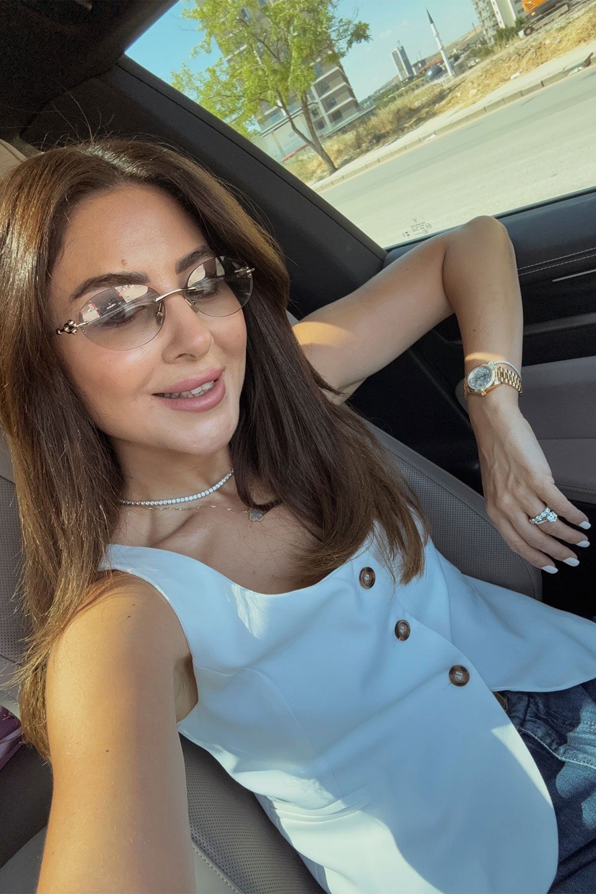 Özge Özgenç Ö.Ö 3 Düğmeli Kumaş Yelek