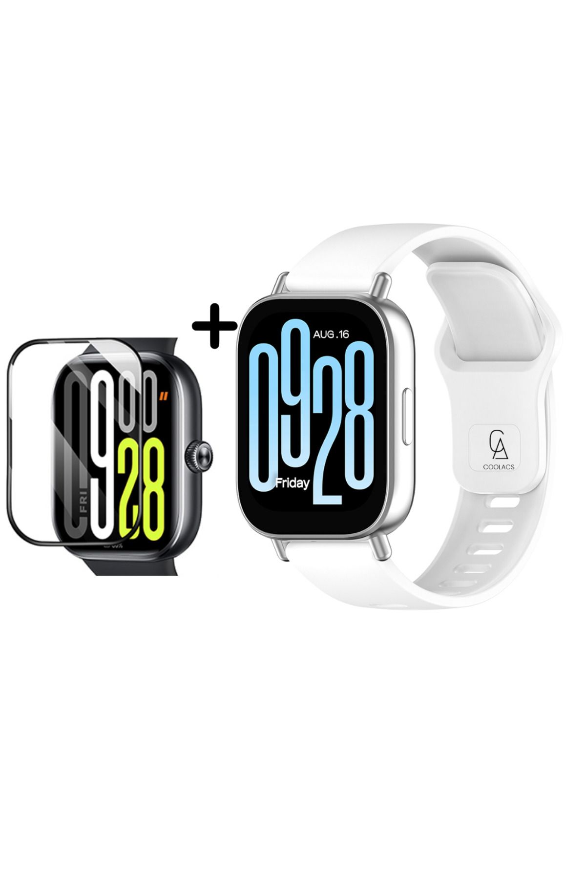 Coolacs Xiaomi Redmi Watch 5 Active Uyumlu Yumuşak Silikon Kordon ve Kavisli Ekran Koruyucu Seti