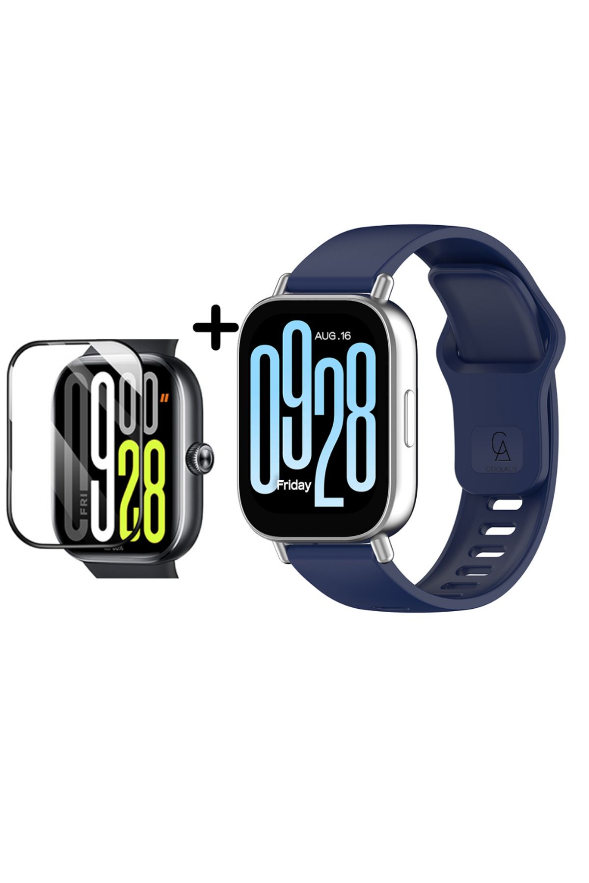 Coolacs Xiaomi Redmi Watch 5 Active Uyumlu Yumuşak Silikon Kordon ve Kavisli Ekran Koruyucu Seti