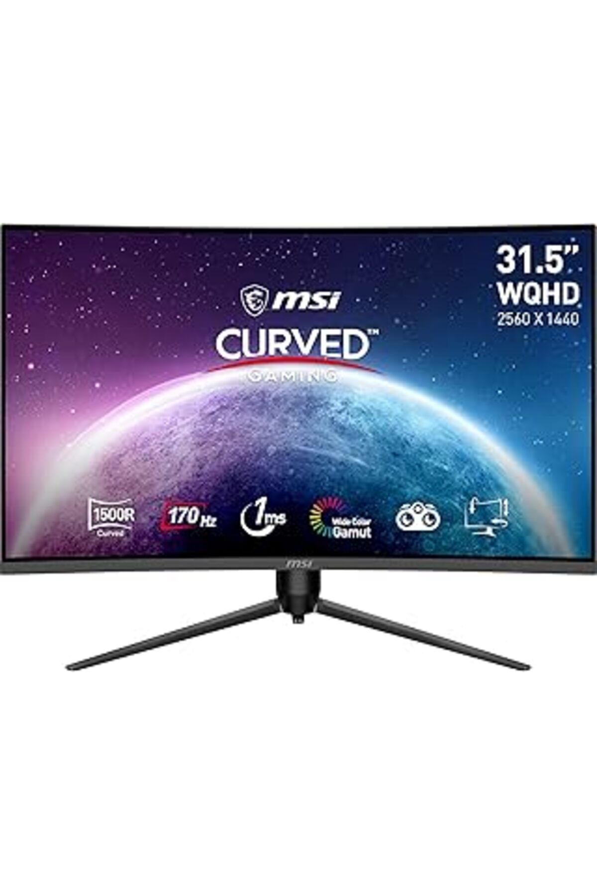 NETWORK ART Msi G32Cq5P 31.5 Curved 1500R Va 2560X1440 (Wqhd) 16:9 170Hz 1Ms Adaptive Sync Gaming Monitor