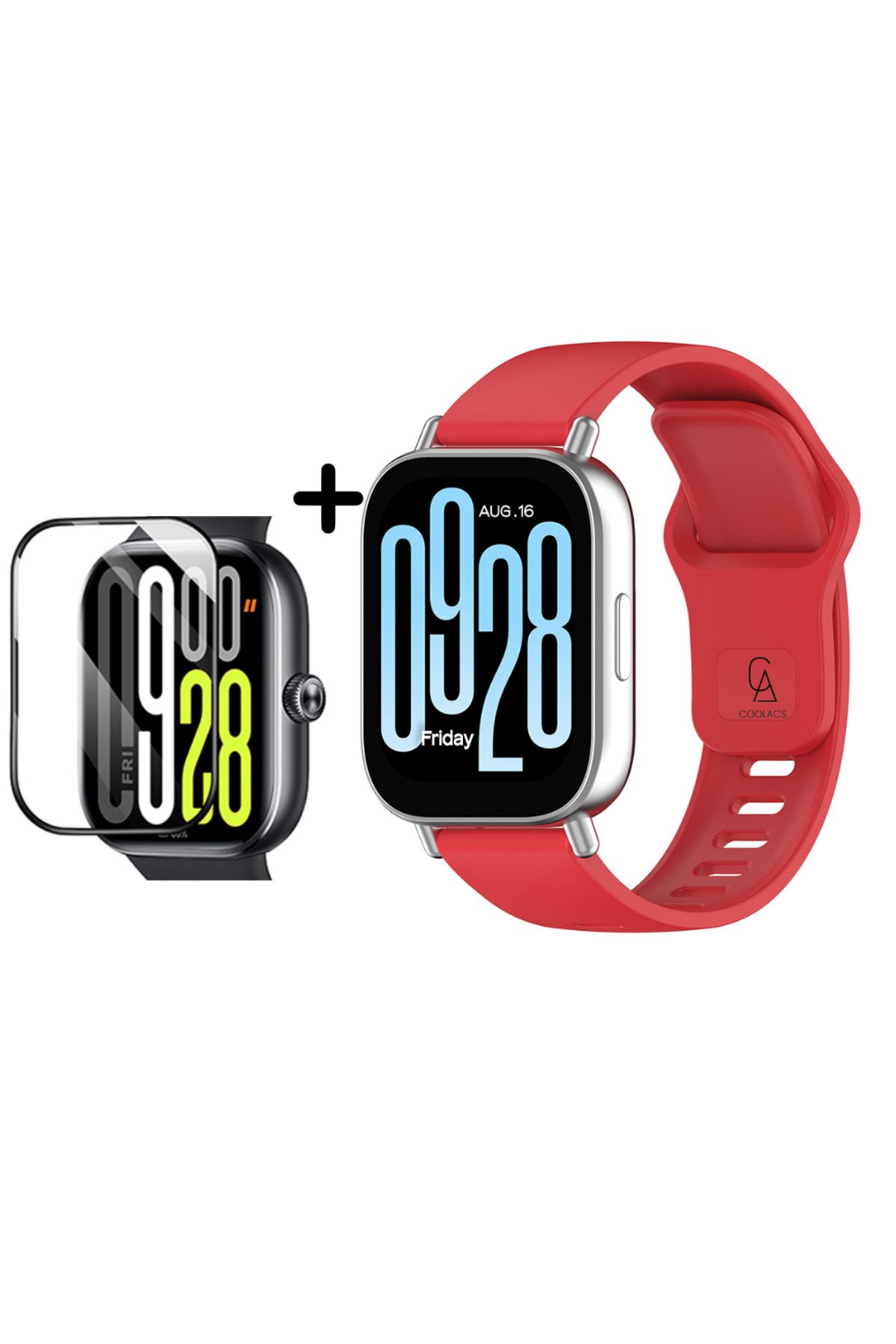 Coolacs Xiaomi Redmi Watch 5 Active Uyumlu Yumuşak Silikon Kordon ve Kavisli Ekran Koruyucu Seti