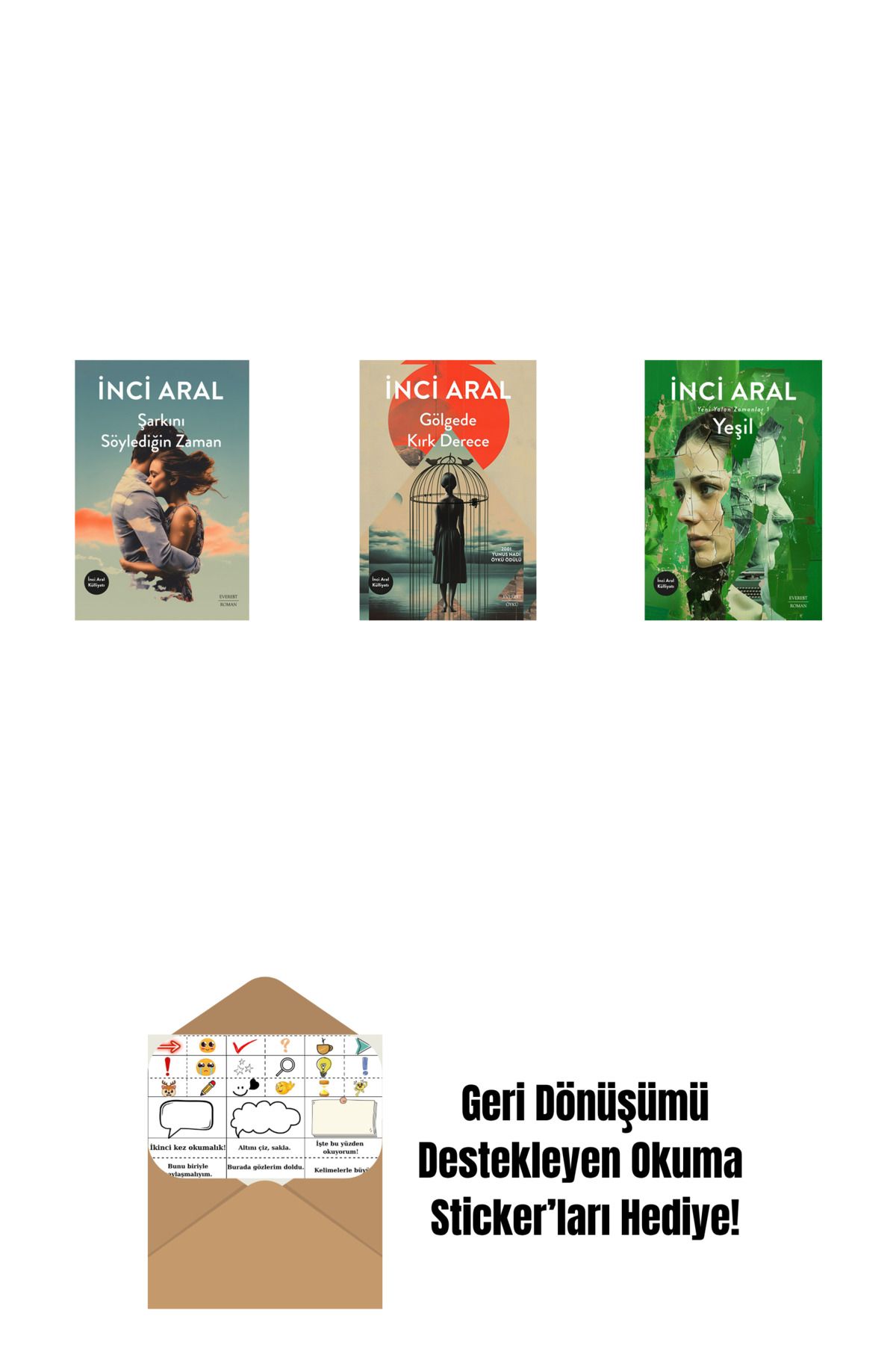 Everest Yayınları Şarkını Söylediğin Zaman + Gölgede Kırk Derece + Yeşil + Okuma Sticker'ları