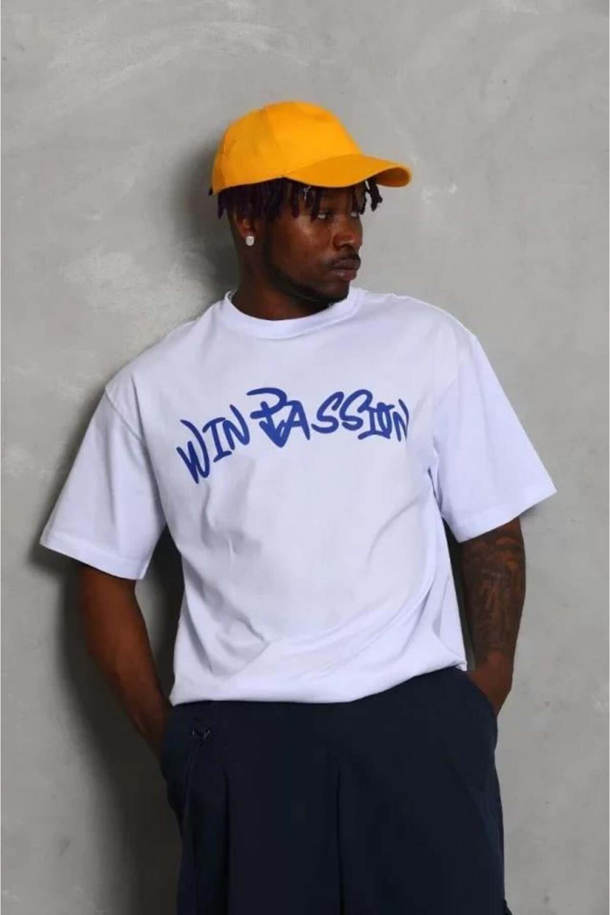 modamtn Unisex Oversize Baskılı Bisiklet Yaka T-Shirt - Beyaz