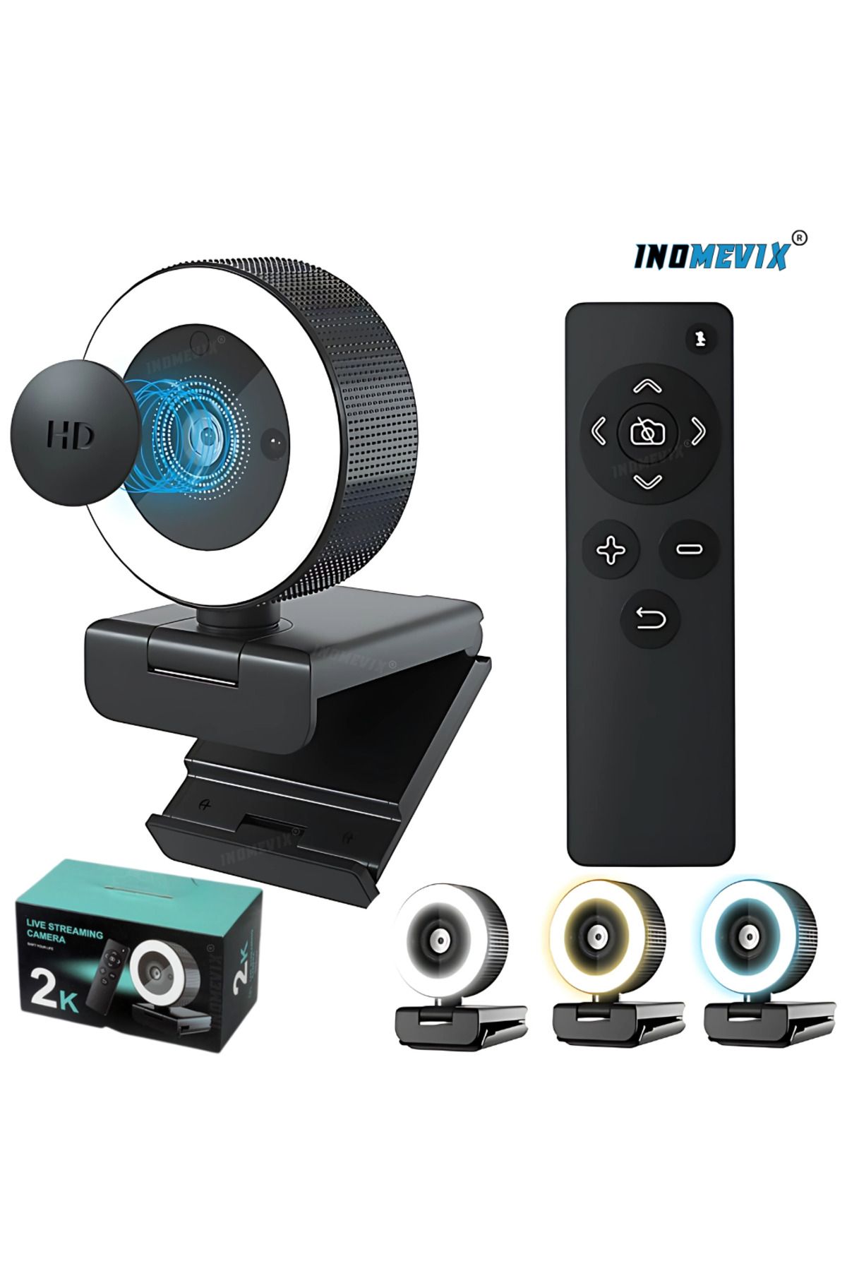 INOMEVIX-Cameră Web® 2k QHD, 4MP, microfon dual, focalizare automată, LED, capacitate mare, plug and play, cameră web 1