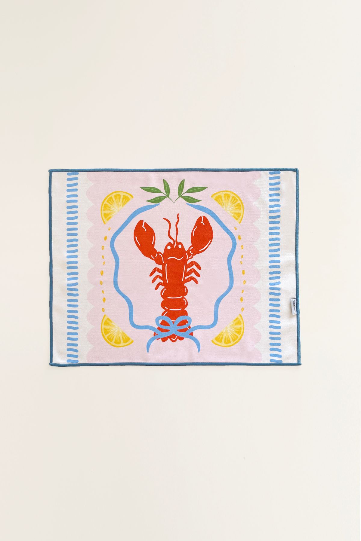 RİTMOHOME Marin, Deniz, Limonlu, İstakoz Desenli, Renkli, Kenar Biyeli Amerikan Servis 35x45 Cm (1 ADET)