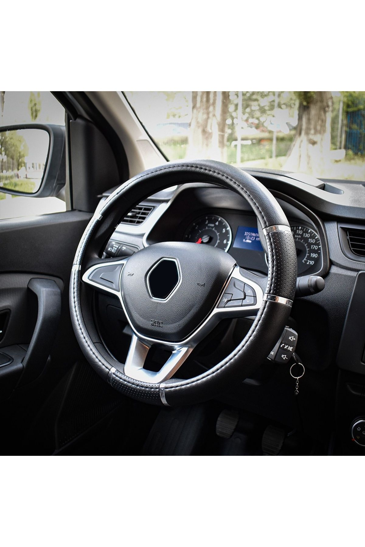 Umbrella-Luxury Steering Wheel Cover Black 37-39 Cm 4