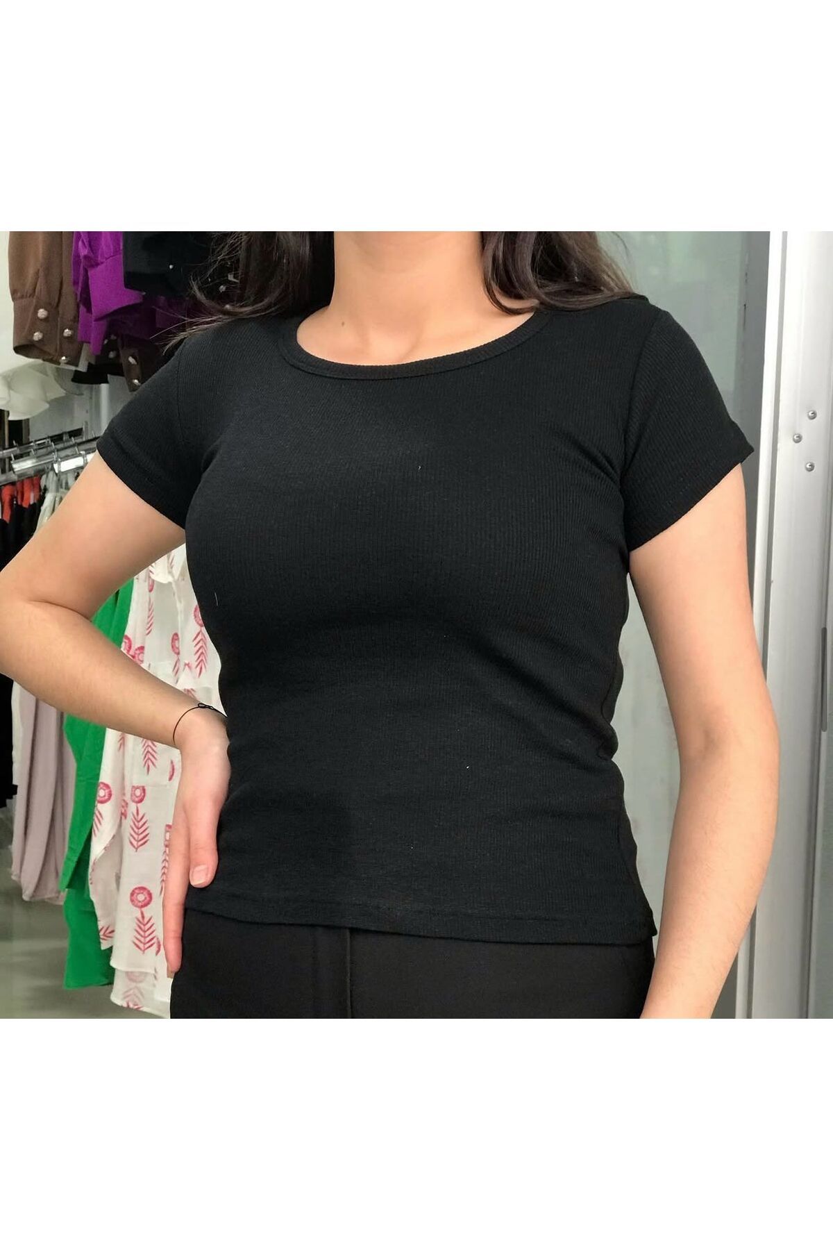 Butik fitilli tshirt