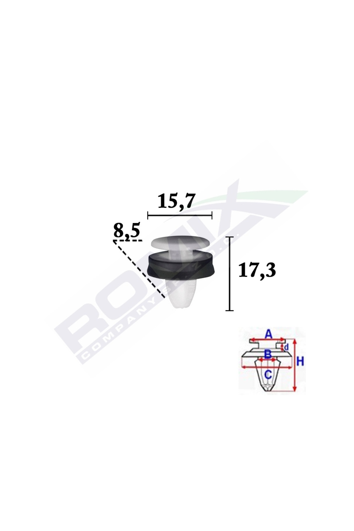 ROMİX-Clips Fixare Elemente Exterior Pentru Ford Transit 2014 -8.5X17.3Mm Alb - Set 10 Buc 2