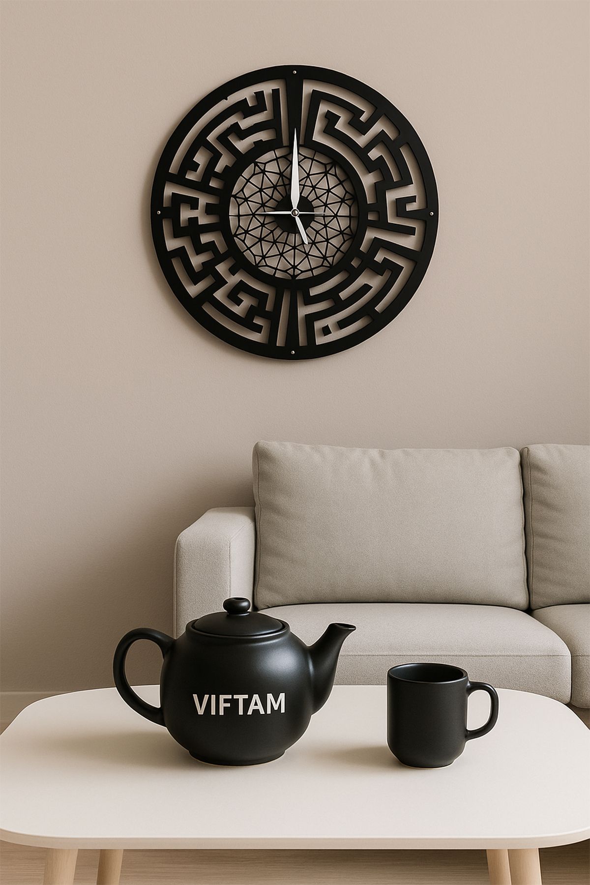 viftam Modern Sessiz Mekanizmalı Pleksi Aynalı siyah Duvar Saati