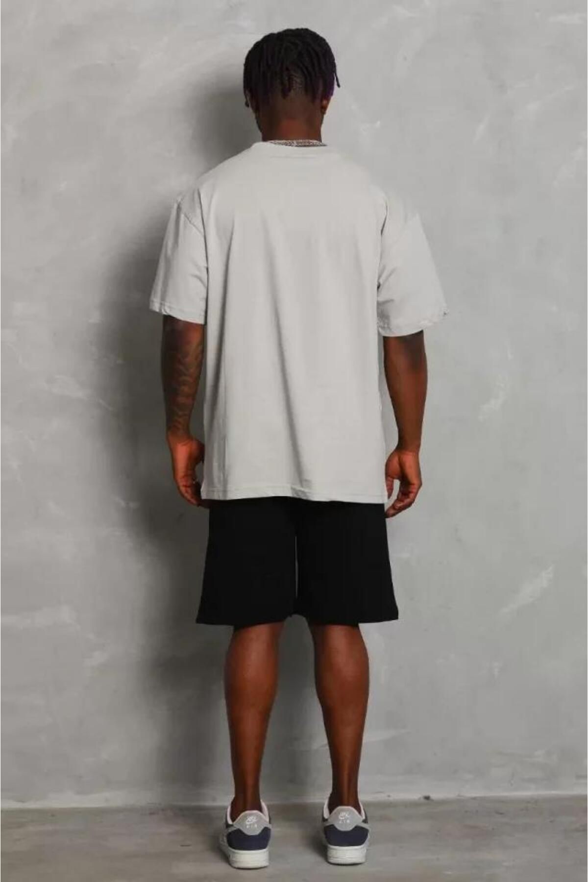 modamtn Unisex Oversize Düz Bisiklet Yaka T-Shirt - Gri