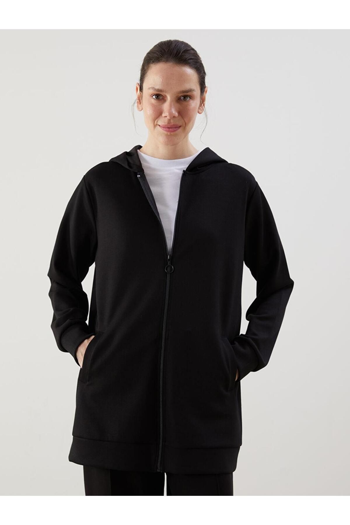 LC Waikiki Kapüşonlu Oversize Kadın Fermuarlı Sweatshirt (S5)