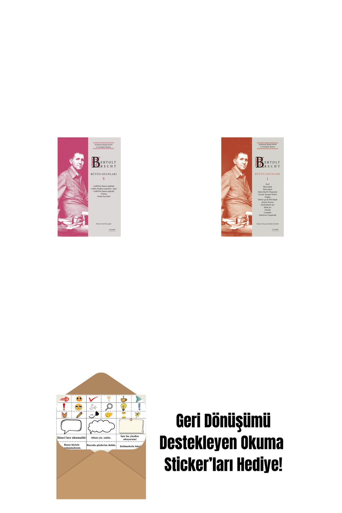 Everest Yayınları Bertolt Brecht - Bütün Oyunları 5 + Bertolt Brecht - Bütün Oyunları 1 + Okuma Sticker'ları