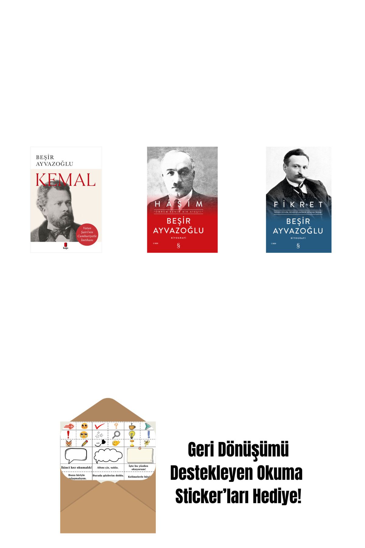 Everest Yayınları Kemal + Haşim (Ciltli) + Fikret (Ciltli) + Okuma Sticker'ları