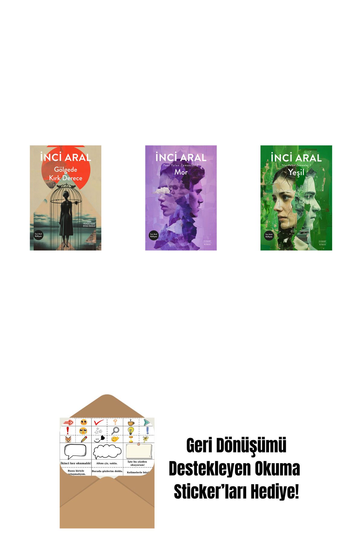 Everest Yayınları Gölgede Kırk Derece + Mor + Yeşil + Okuma Sticker'ları