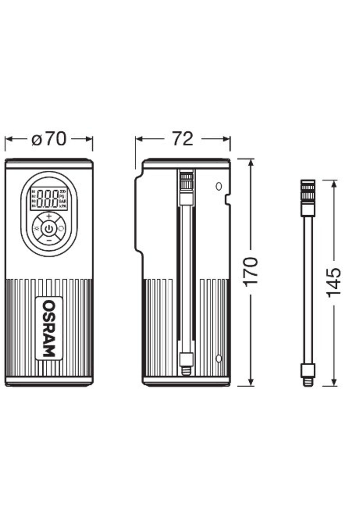 Osram-CAR COMPRESSOR WITH 5200 mAh BATTERY AND DIGITAL DISPLAY TYREINFLATE 2000 OSRAM 2