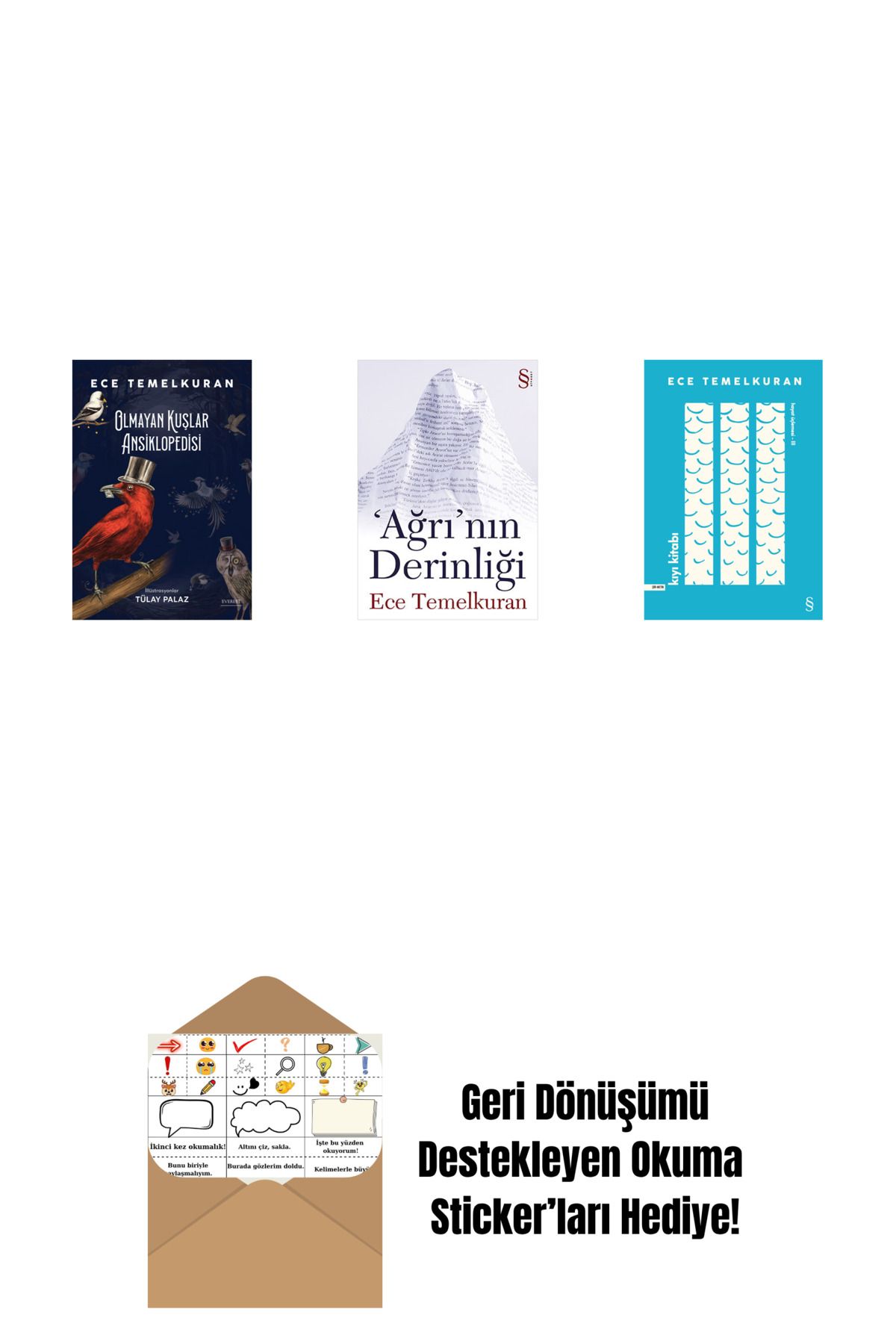 Everest Yayınları Olmayan Kuşlar Ansiklopedisi + 'Ağrı'nın Derinliği + Kıyı Kitabı + Okuma Sticker'ları