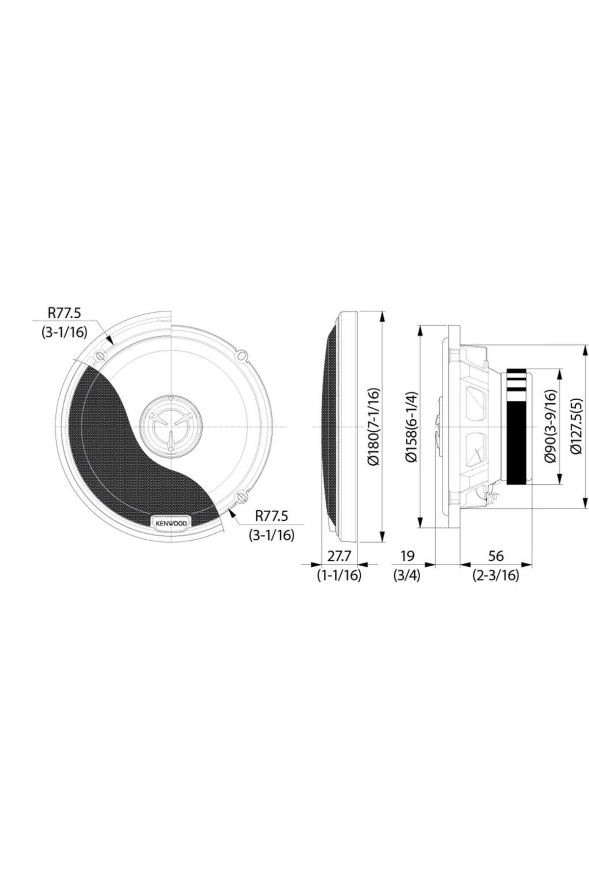 Kenwood-KFC-X174 DIFUZOARE COAXIALE KENWOOD DE 16.5CM, 80W RMS 2