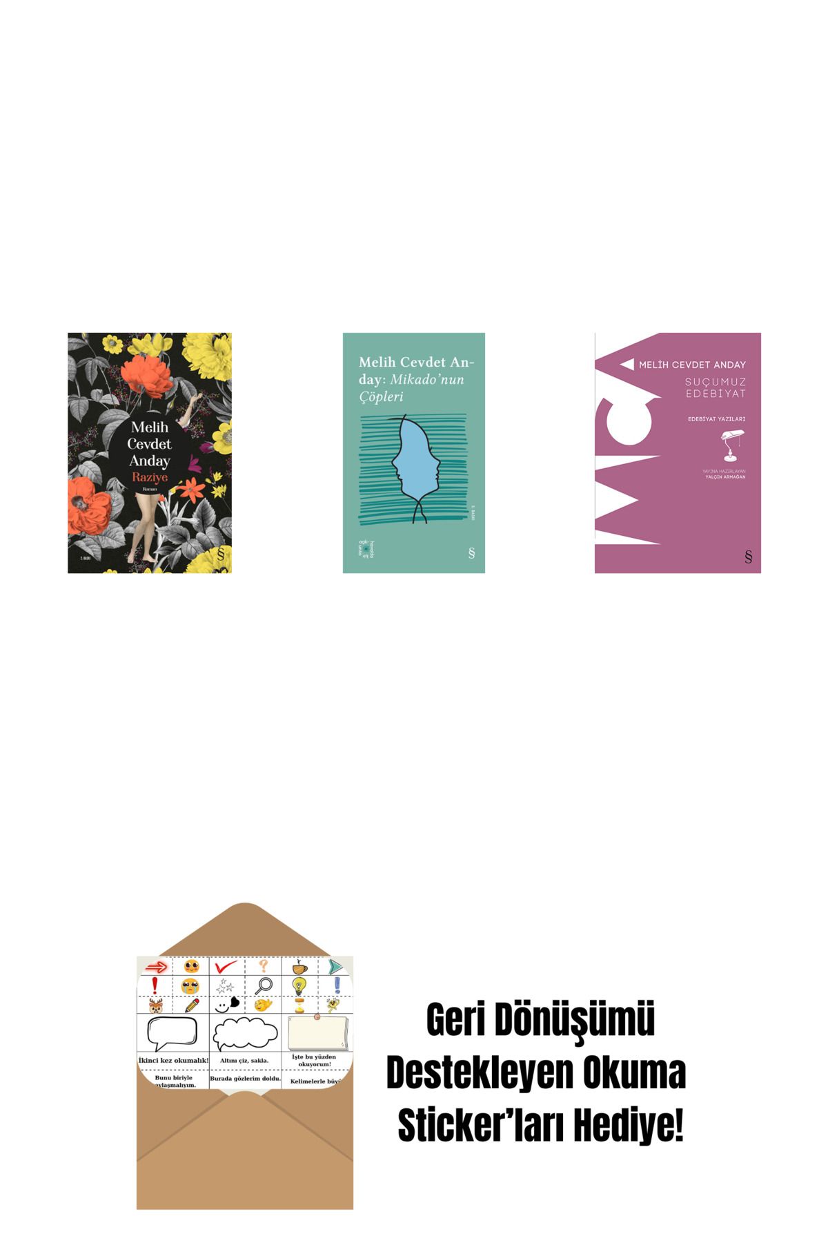Everest Yayınları Raziye (Ciltli) + Everest Açıkhava 3 - Mikado’nun Çöpleri + Suçumuz Edebiyat + Okuma Sticker'ları