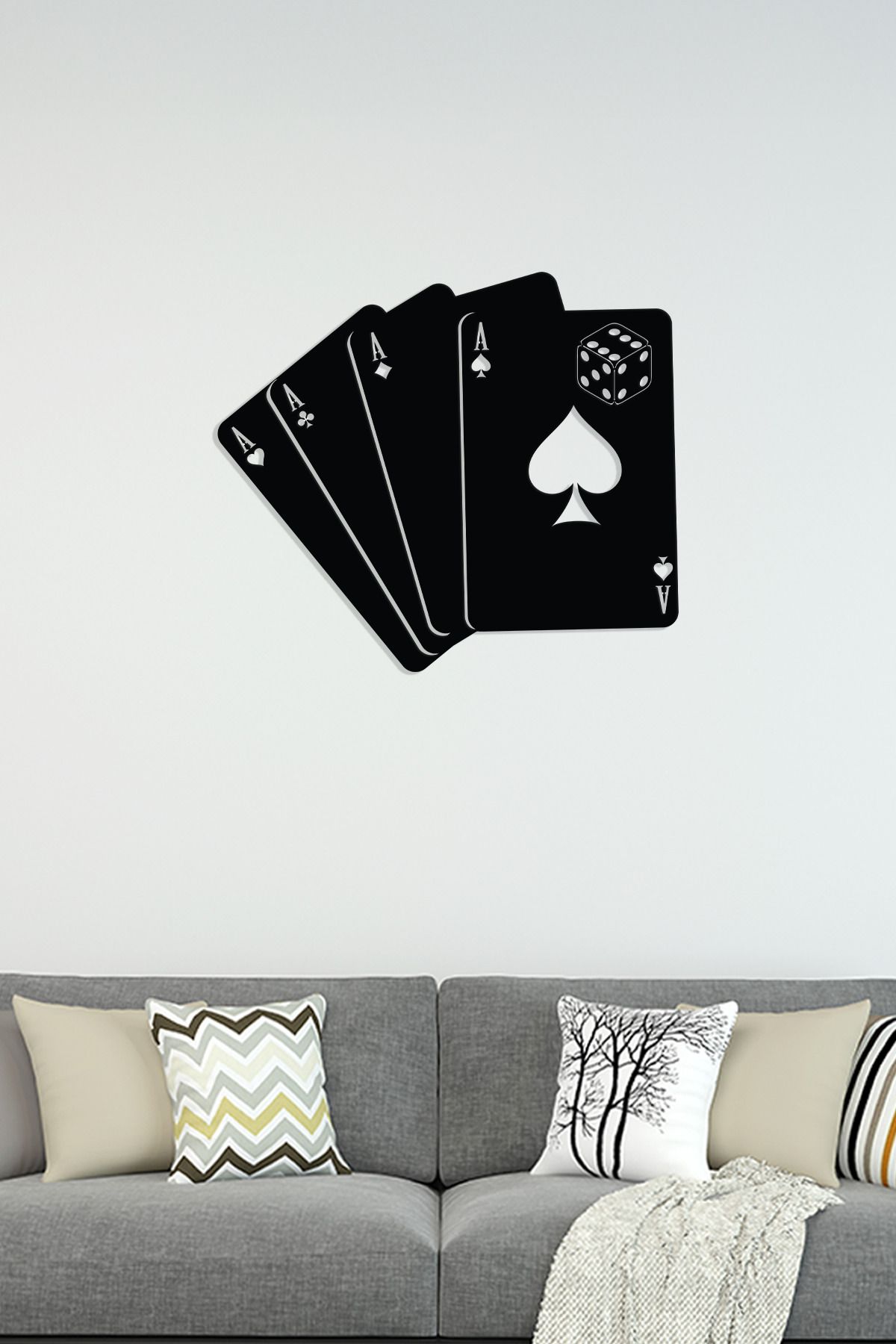 cncrafft Poker Kartları Metal Tablo – Modern Duvar Dekoru