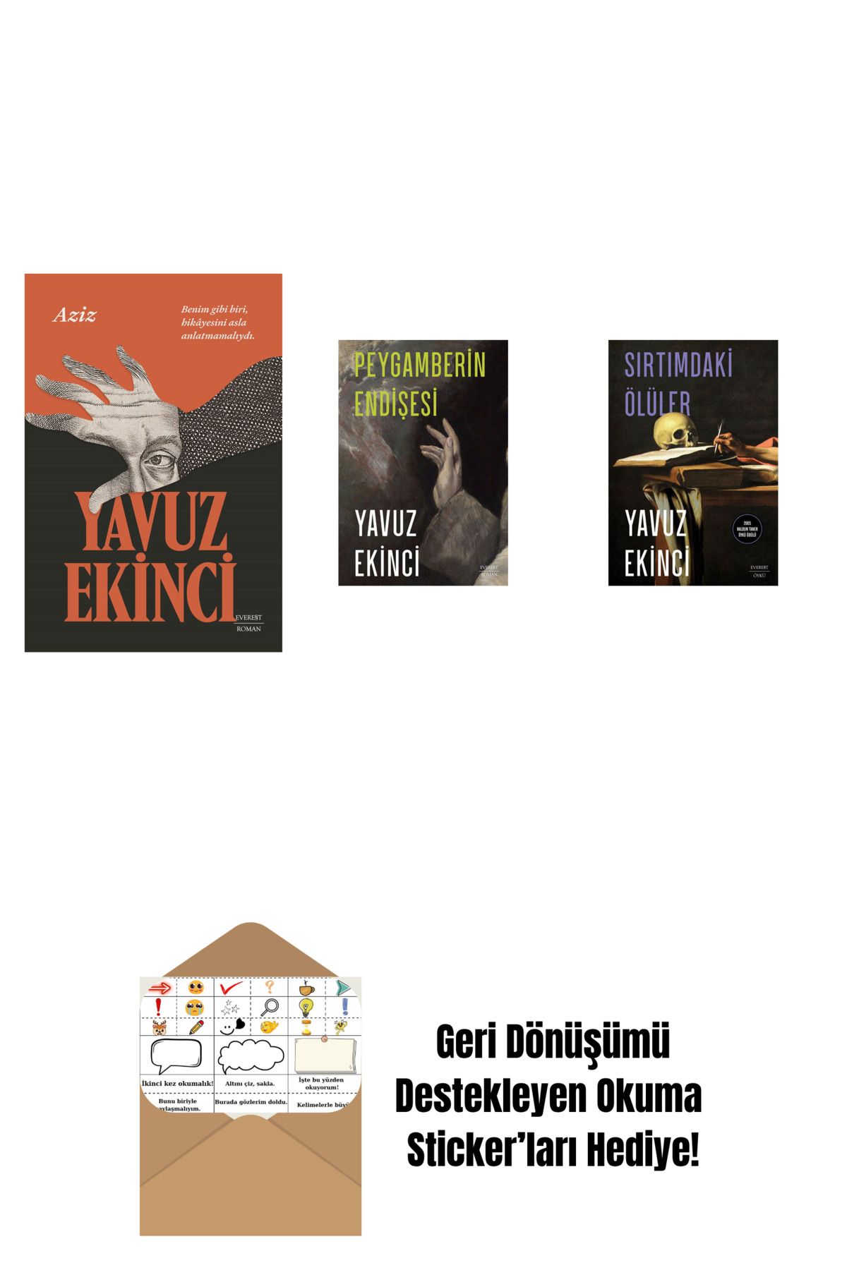 Everest Yayınları Aziz + Peygamberin Endişesi + Sırtımdaki Ölüler + Okuma Sticker'ları