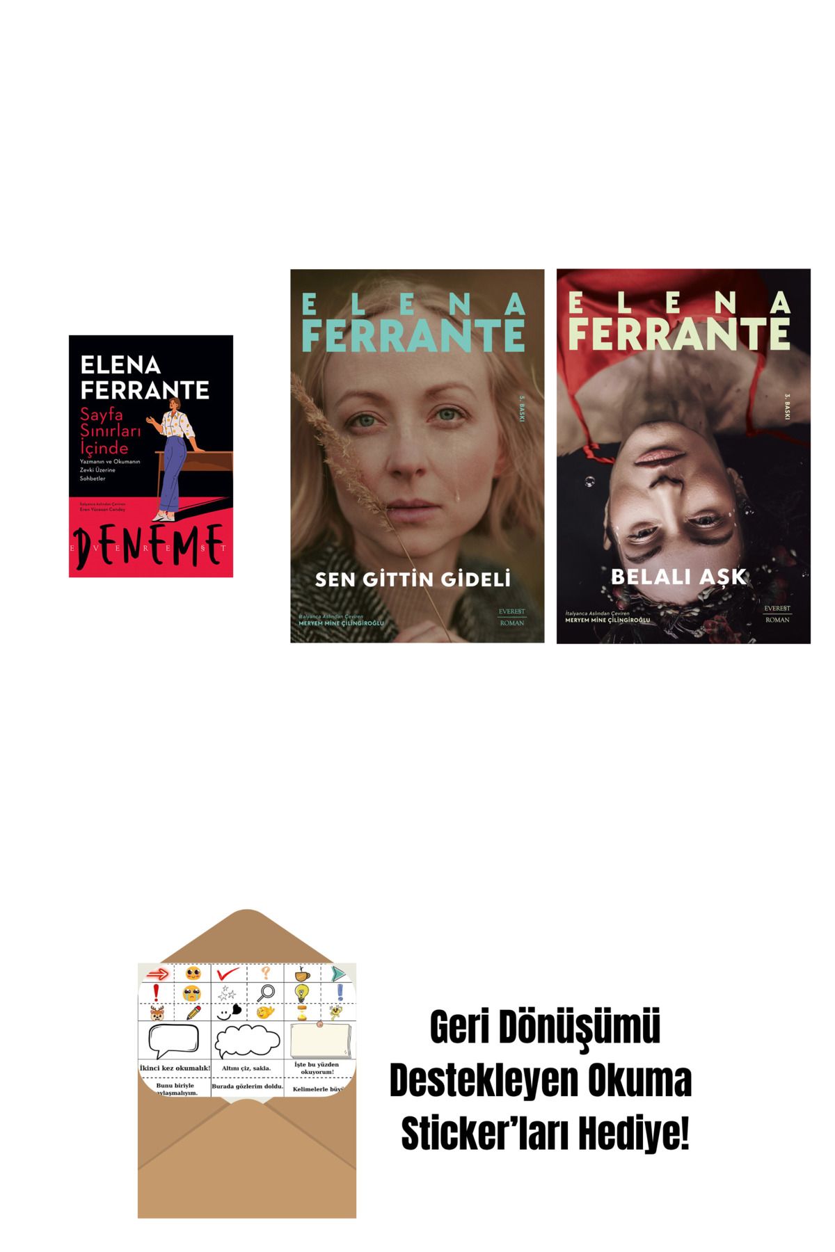 Everest Yayınları Sayfa Sınırları İçinde + Sen Gittin Gideli + Belalı Aşk + Okuma Sticker'ları