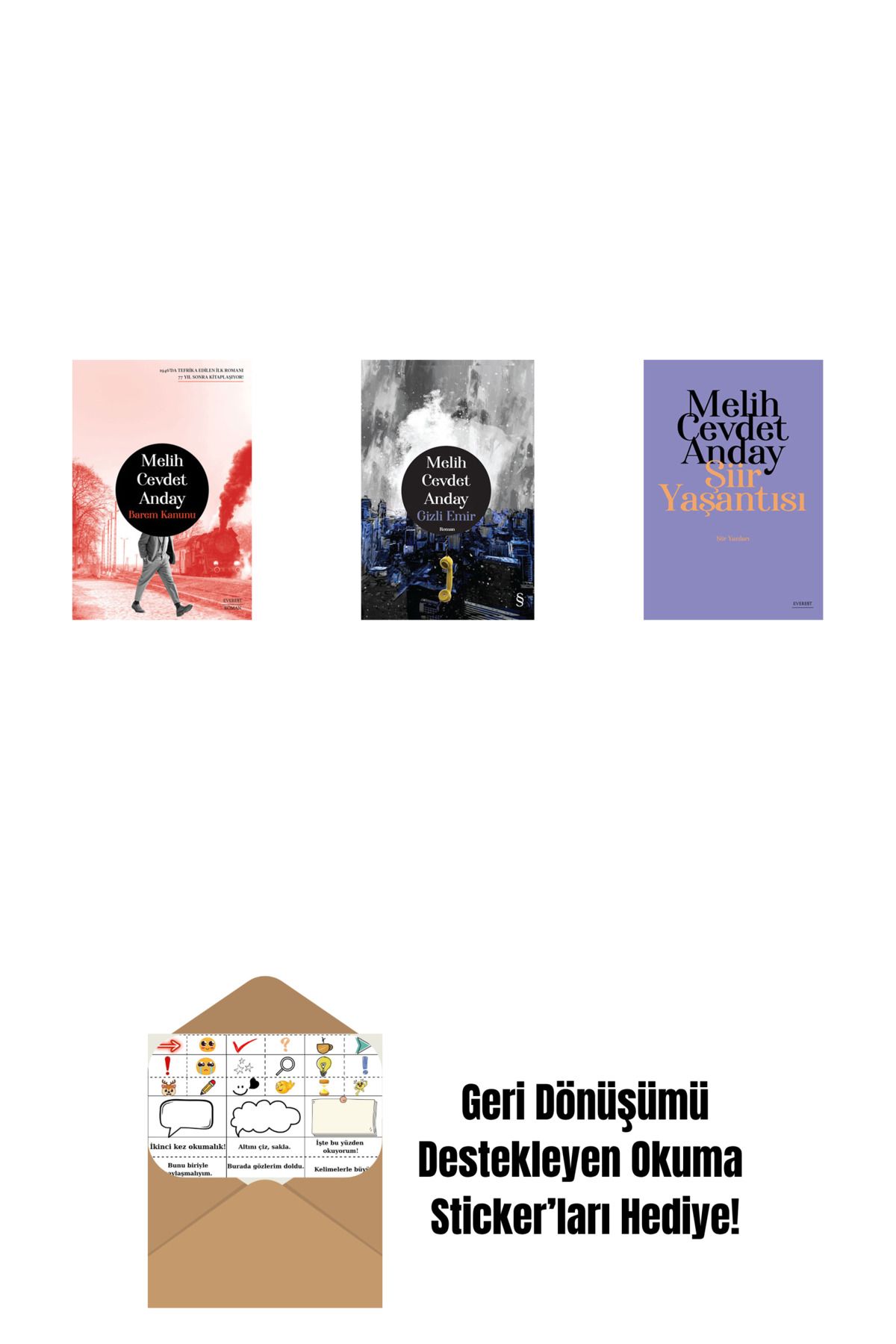 Everest Yayınları Barem Kanunu + Gizli Emir (Ciltli) + Şiir Yaşantısı - Şiir Yazıları + Okuma Sticker'ları