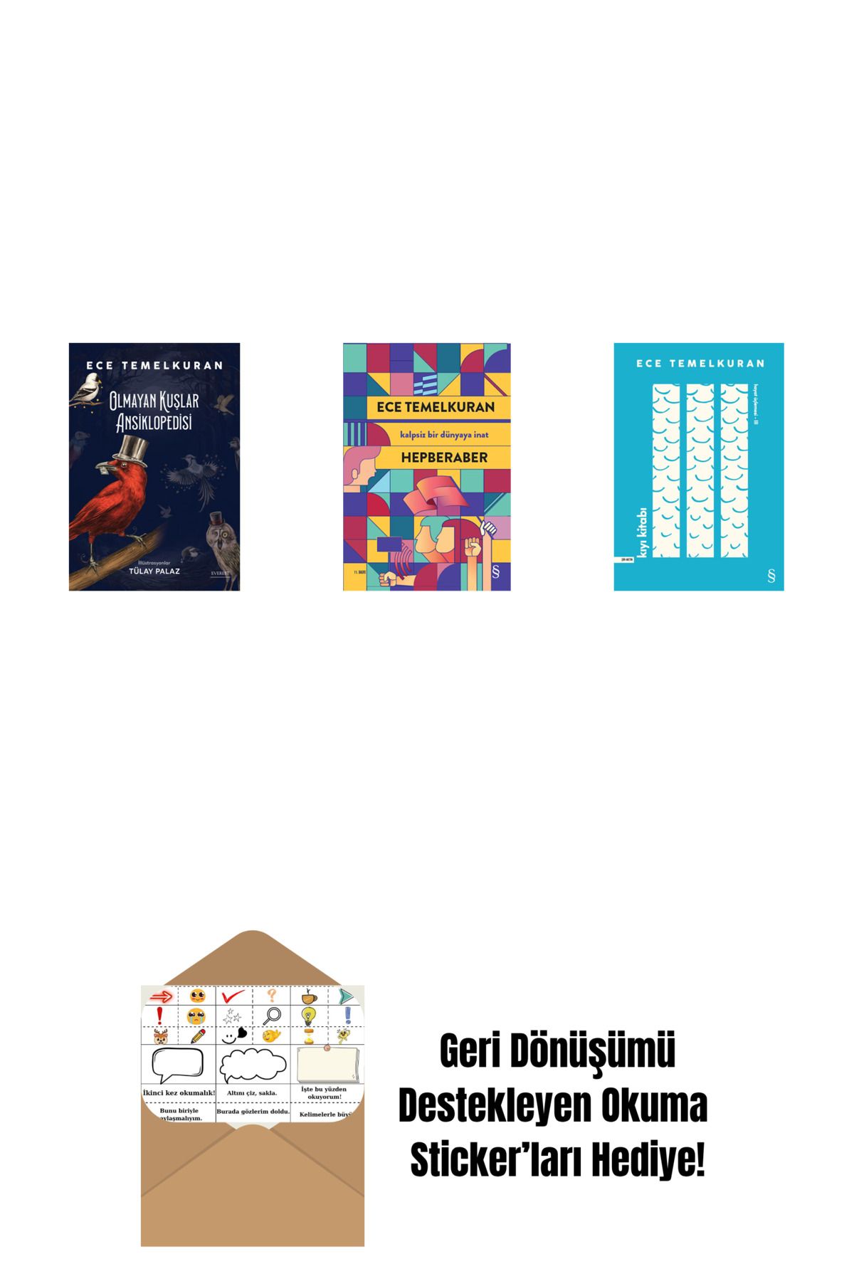 Everest Yayınları Olmayan Kuşlar Ansiklopedisi + Hepberaber + Kıyı Kitabı + Okuma Sticker'ları
