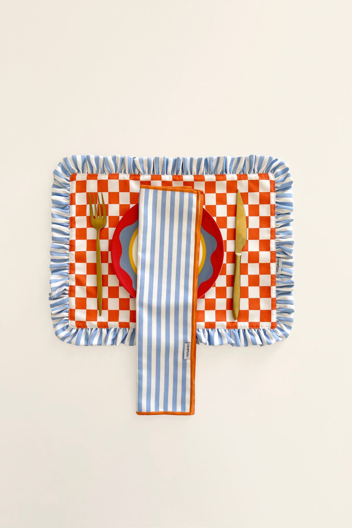 RİTMOHOME Fırfırlı, Marin, Kareli, Dijital Baskılı, Damalı, Renkli, Çizgili Amerikan Servis 35x45 Cm (1 ADET)