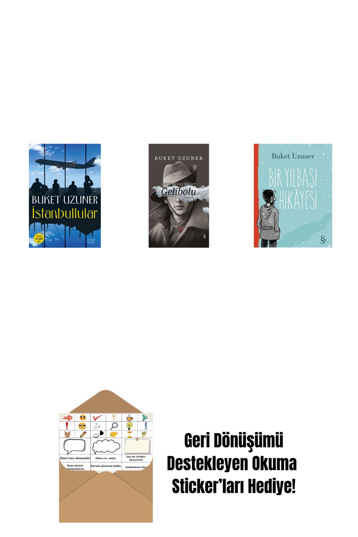 Everest Yayınları İstanbullular + Gelibolu (Ciltli) + Bir Yılbaşı Hikâyesi + Okuma Sticker'ları