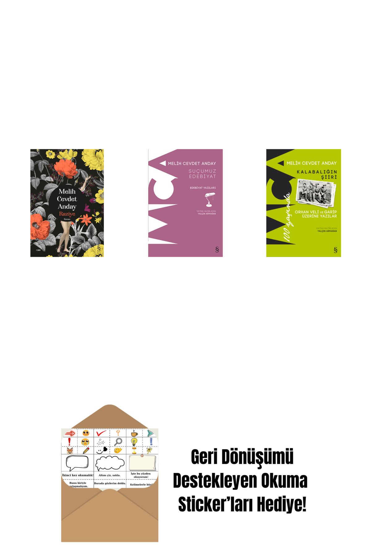 Everest Yayınları Raziye (Ciltli) + Suçumuz Edebiyat + Kalabalığın Şiiri + Okuma Sticker'ları