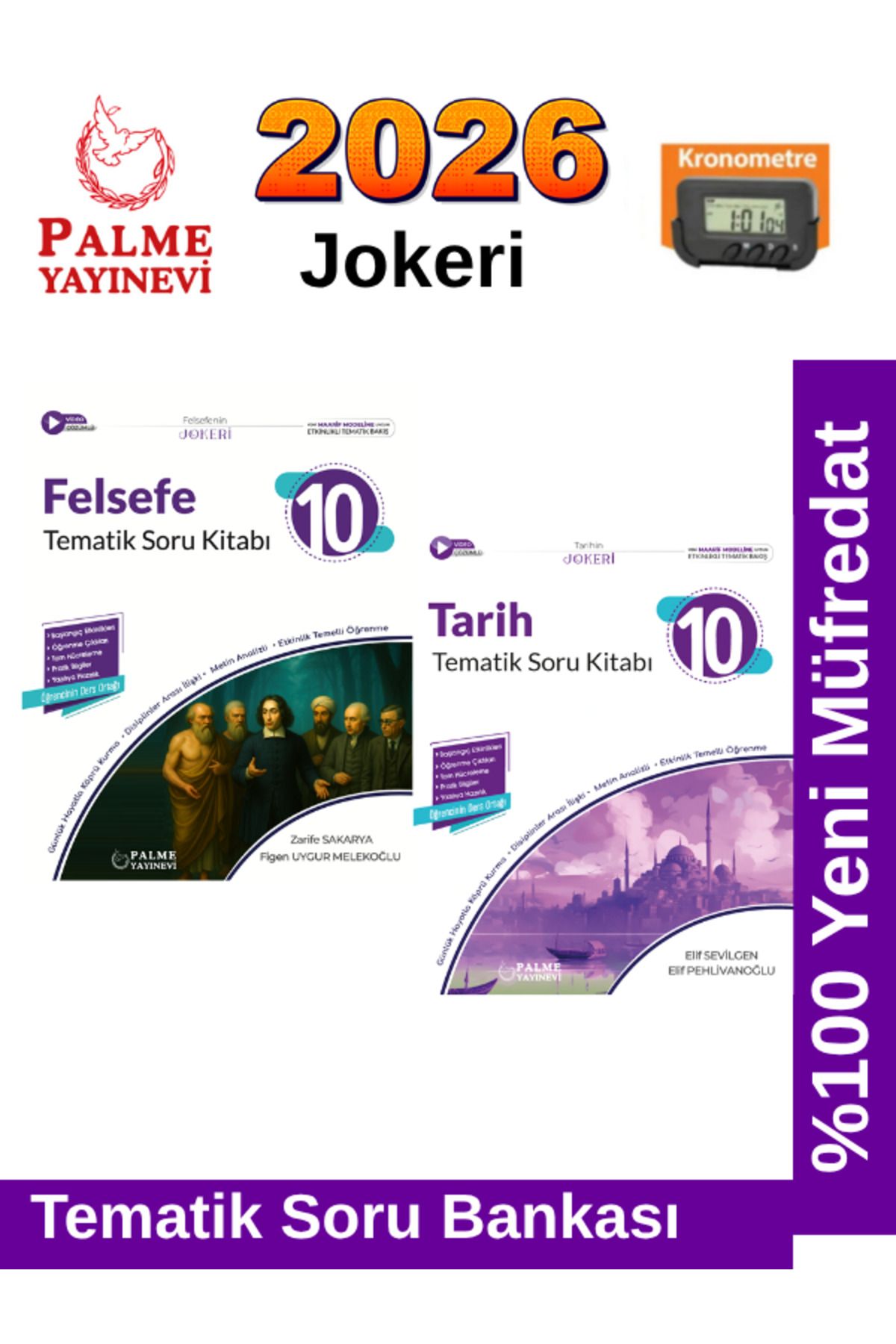 Palme Yayınevi 2026 10.Sınıf Tarih-Felsefe %100 Yeni Müfredat Tematik Soru Bankası+Kronometre
