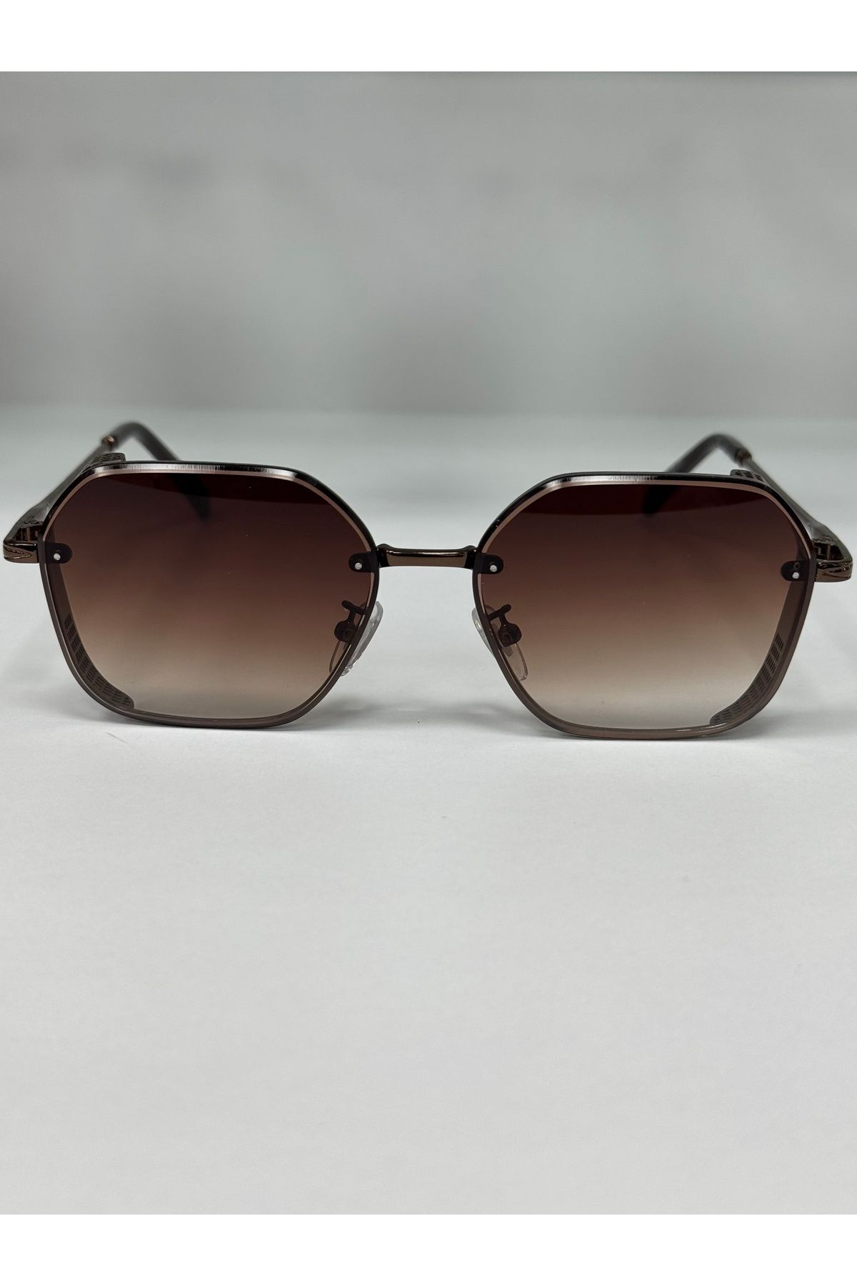 VLDORO Unisex kahverengi geometrik Güneş gözlüğü