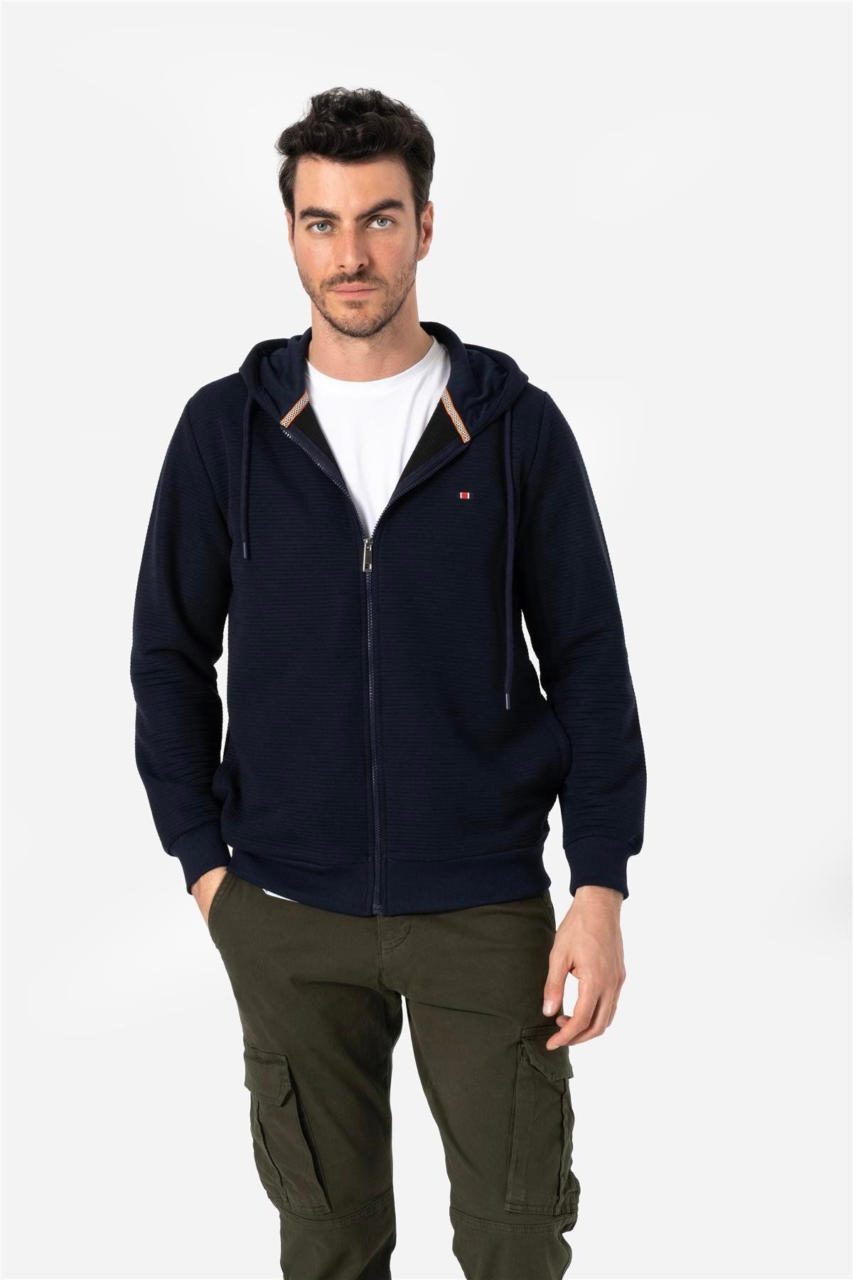 Brothers ERKEK RAHAT KESİM KAPÜŞONLU YANDAN CEPLİ LOGO NAKIŞLI SWEATSHIRT JABBAR LACİVERT B06.242.