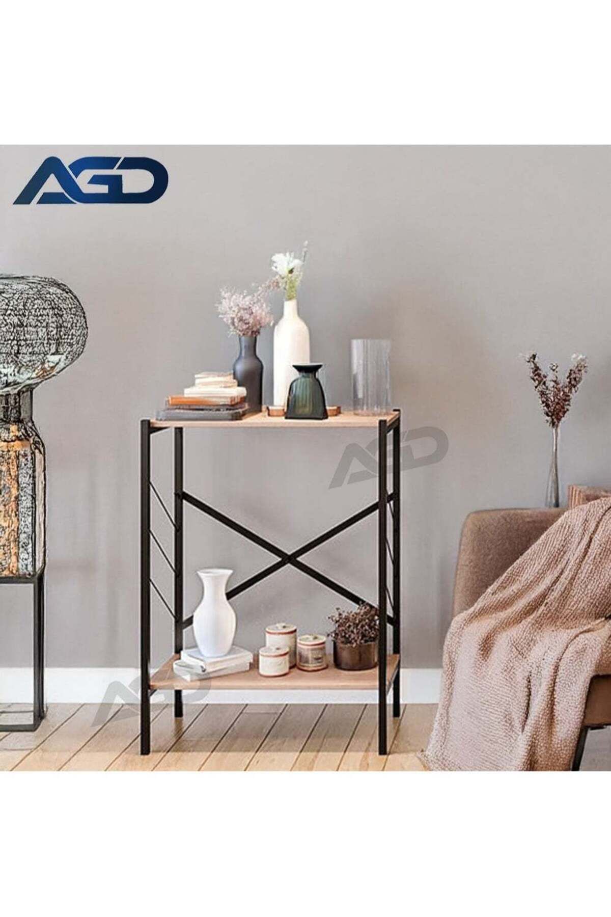AGD-3 Layer Wall Table, Coffee Table with Storage Shelves for Living Room, Entryway, Sofa, Foyer (Br 1