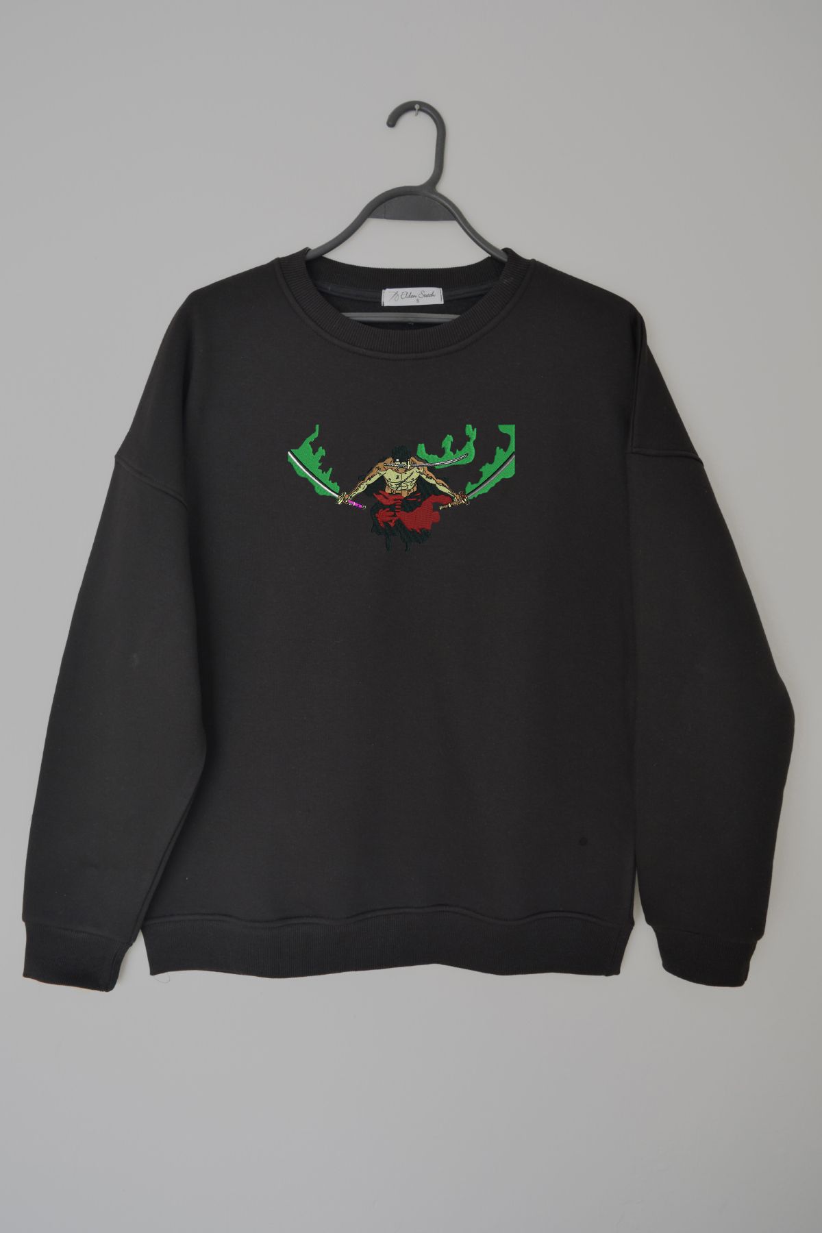 EldenStitch Roronoa Zoro Nakış İşlemeli Unisex Oversize Sweatshirt
