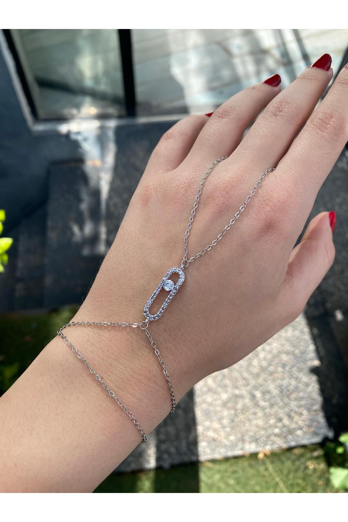 sain jewelry çelik gümüş renk zirkon taşlı şahmeran