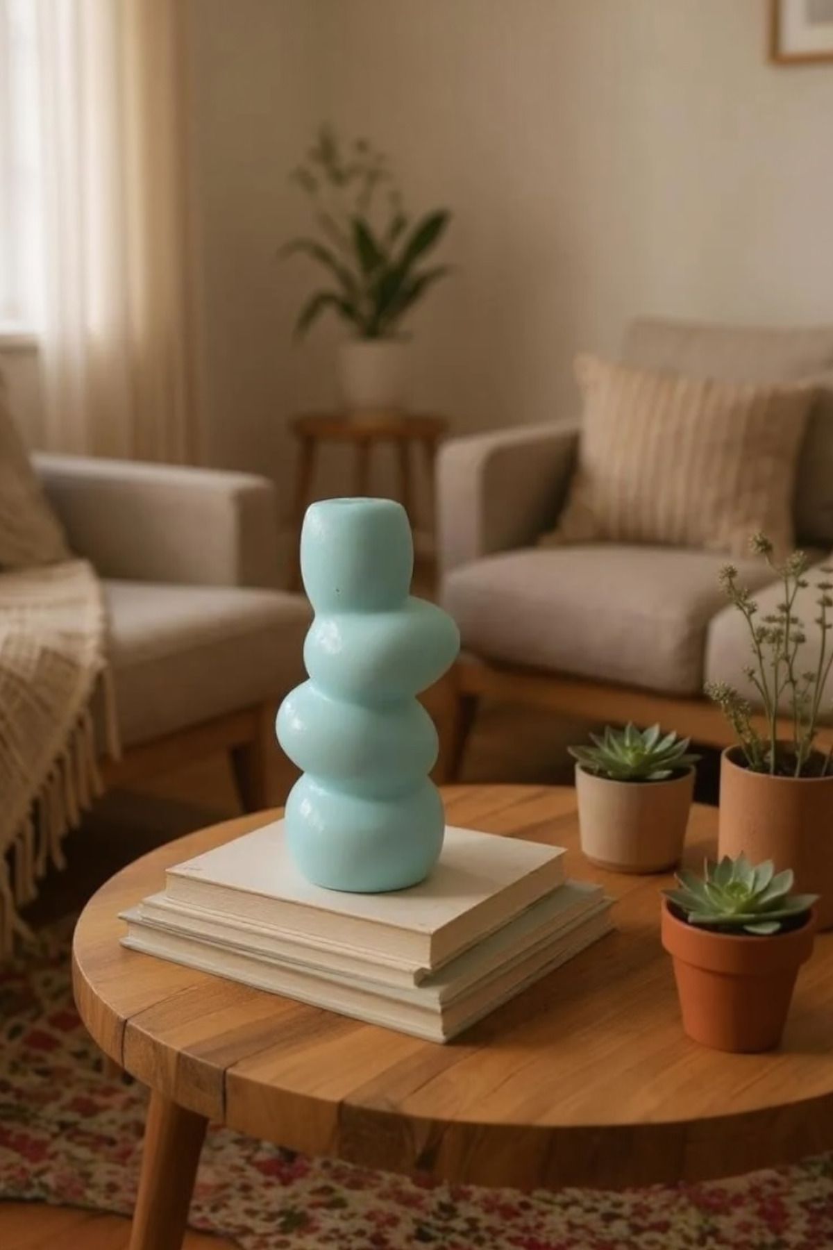 ardesta El Yapımı Taş Tozu Dekoratif Vazo | Modern Tasarım | 17 cm | Yapay Çiçeklik | Minimal Ev Dekoru