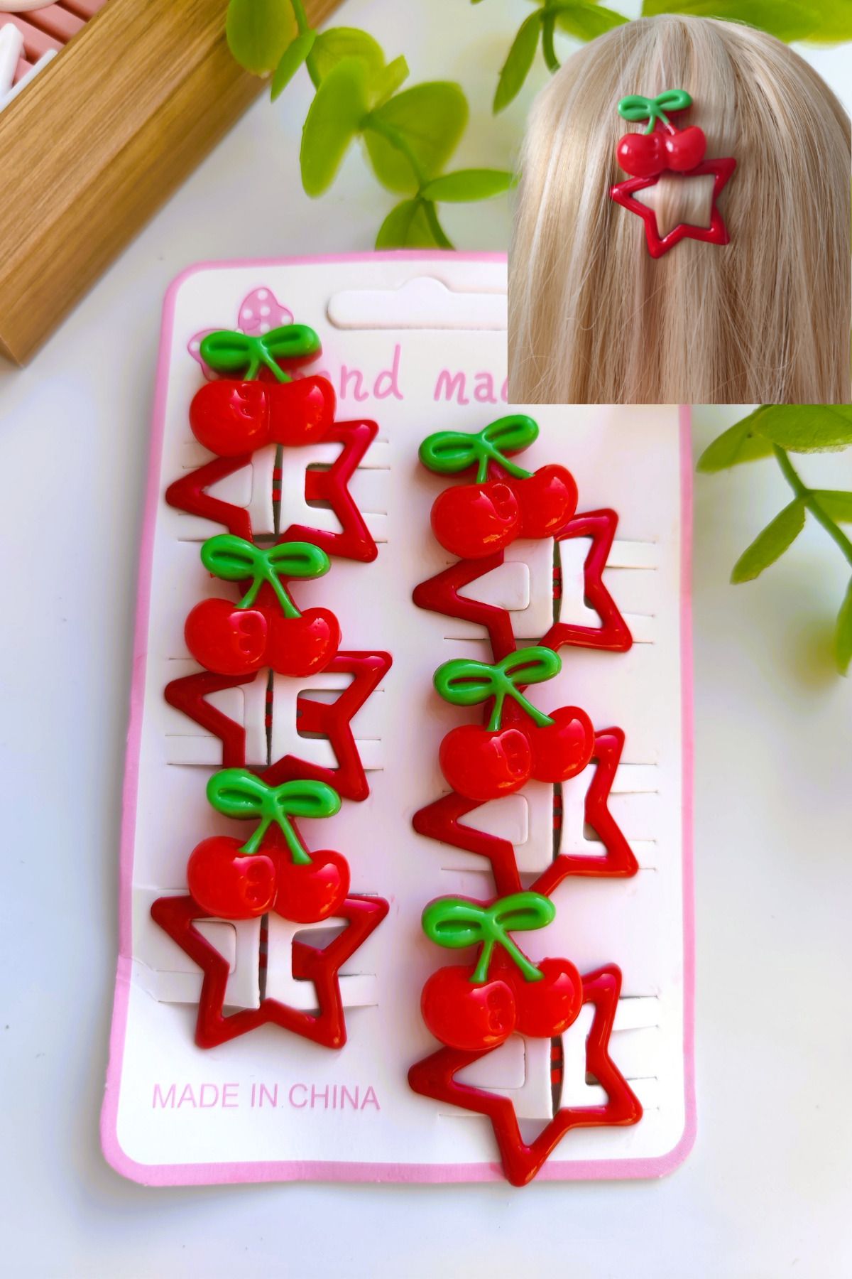 Nisankids Trend Kirazlı Çıtçıt Yıldız Toka 6 Adet