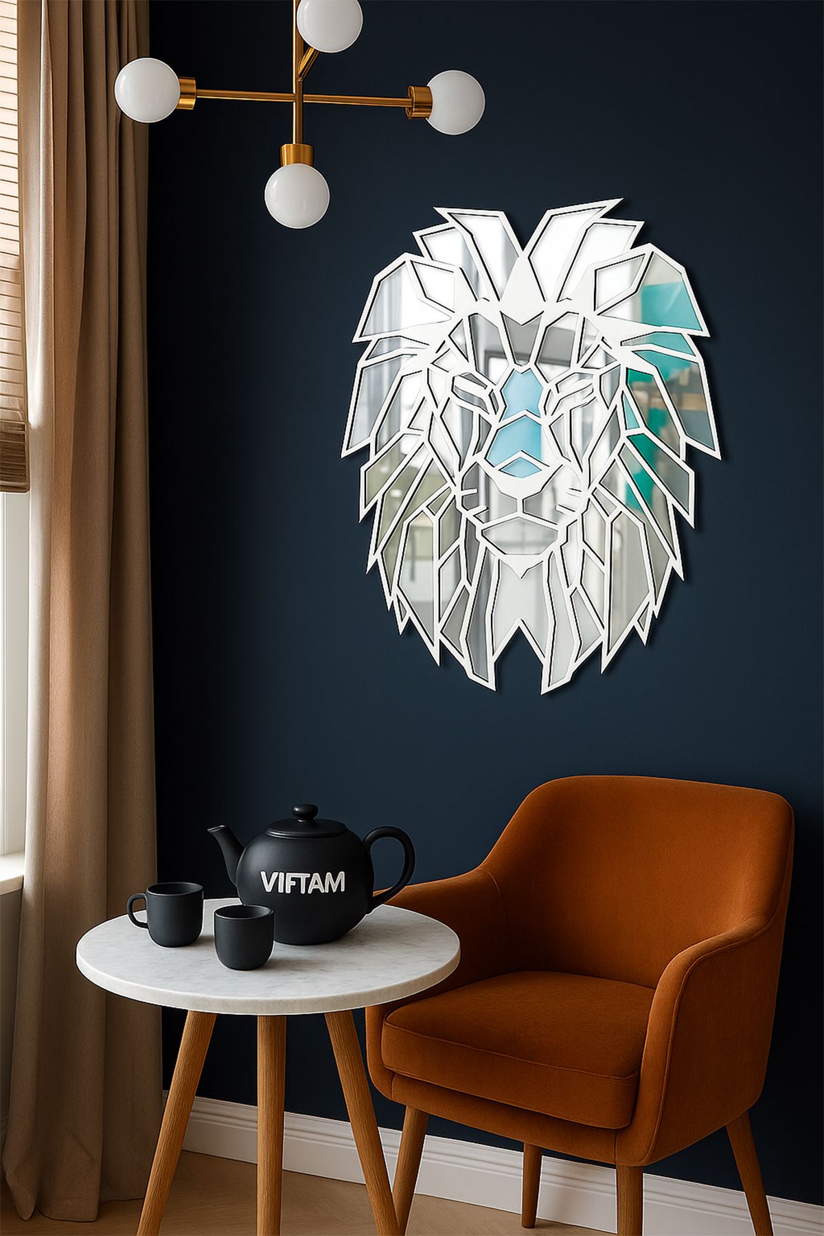 viftam Modern Aslan Figürlü Dekoratif Ayna