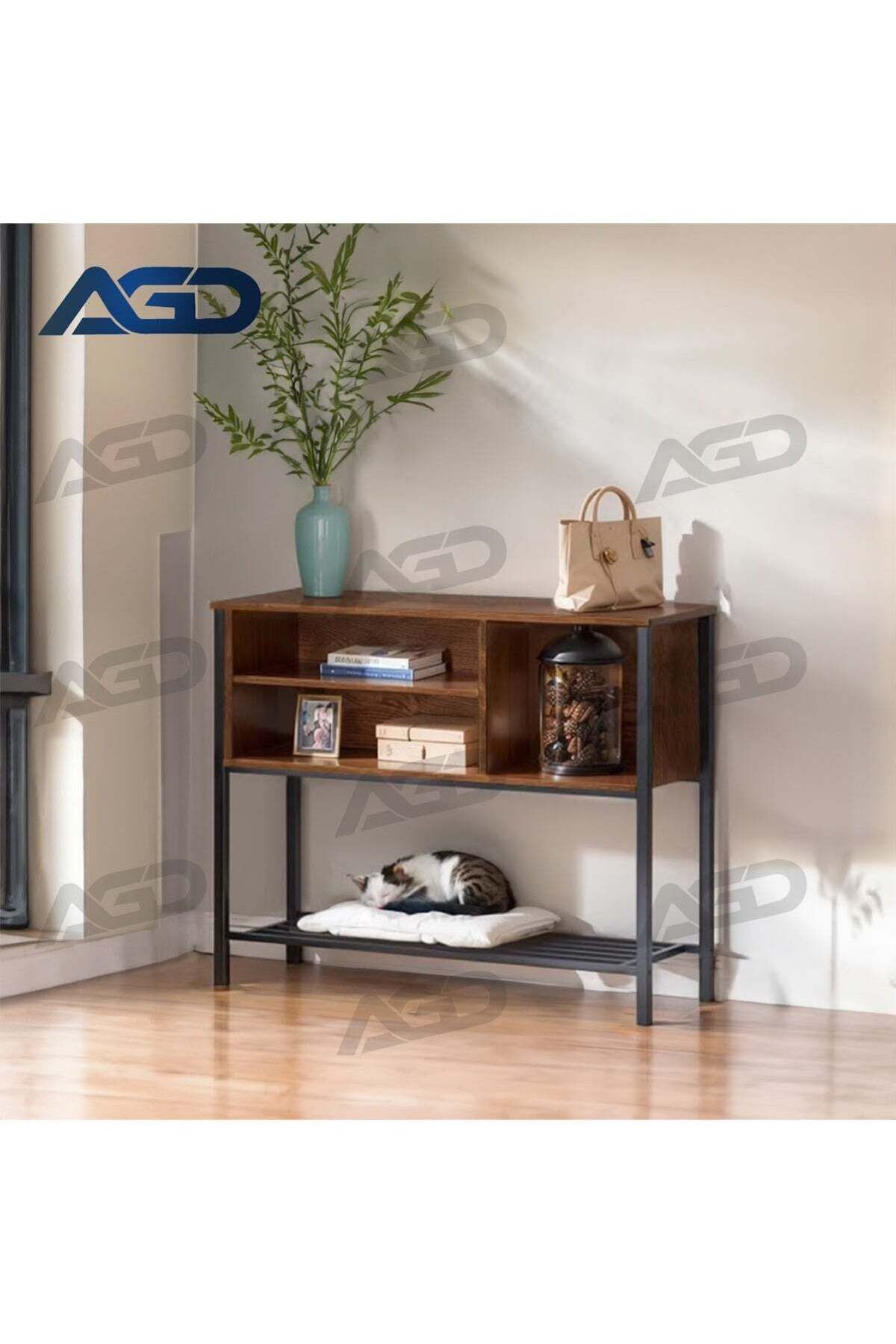 AGD-Console Table, Coffee Storage Cabinet, Entryway Sideboard, with Open Storage Shelves, for Kitchen Di 1