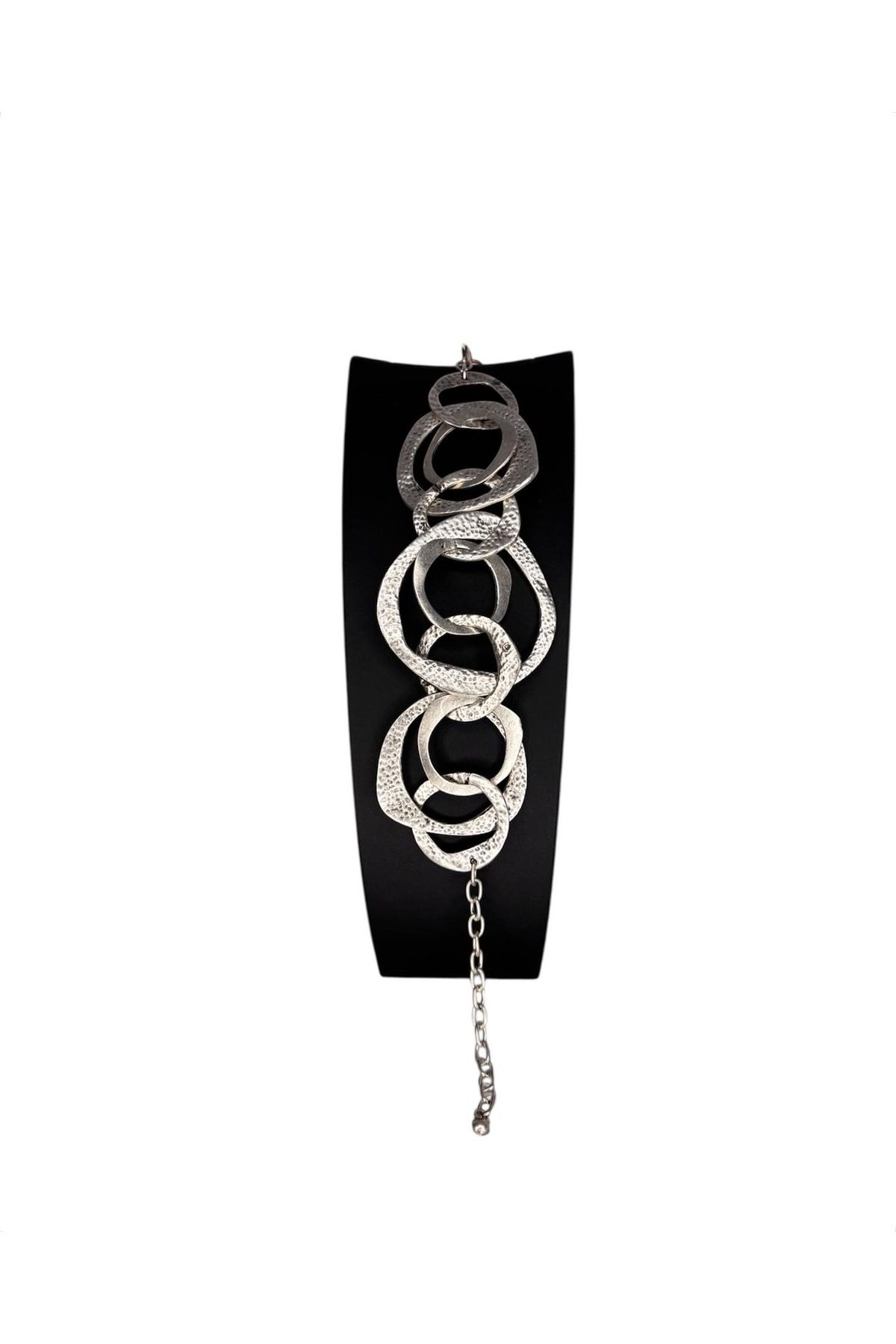 Smyrna Bileklik, Gümüş Kaplamalı, Ayarlanabilir, Unisex Bileklik ( İç İçe Geçmiş Halkalar )