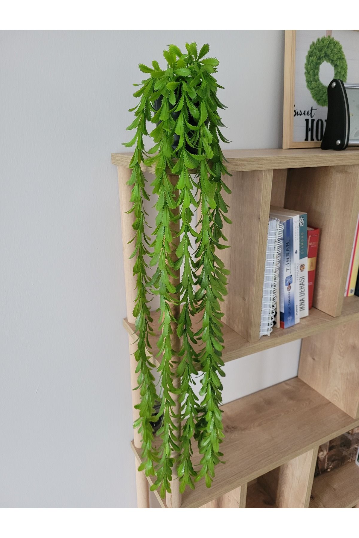 rosfloa rf Elmas Saksılı 5 Dallı Yoğun Yapraklı Yapay Bitki Çiçek Sarkıt Dekor (90 Cm)