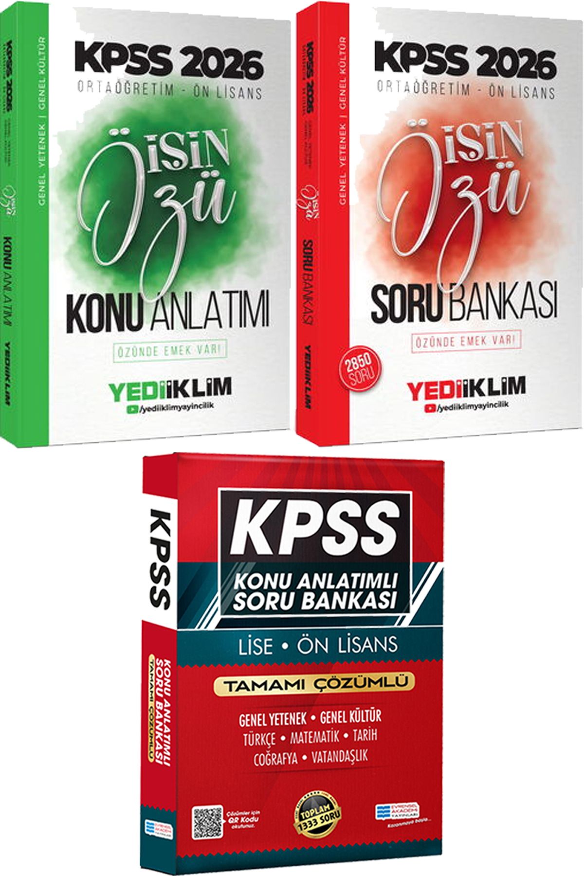 Yediiklim Yayınları 2026 Kpss Ortaöğretim-Önlisans İŞİN ÖZÜ Tek Kitap Renkli Konu - Soru - Lise Önlisans Konu Ant. Soru