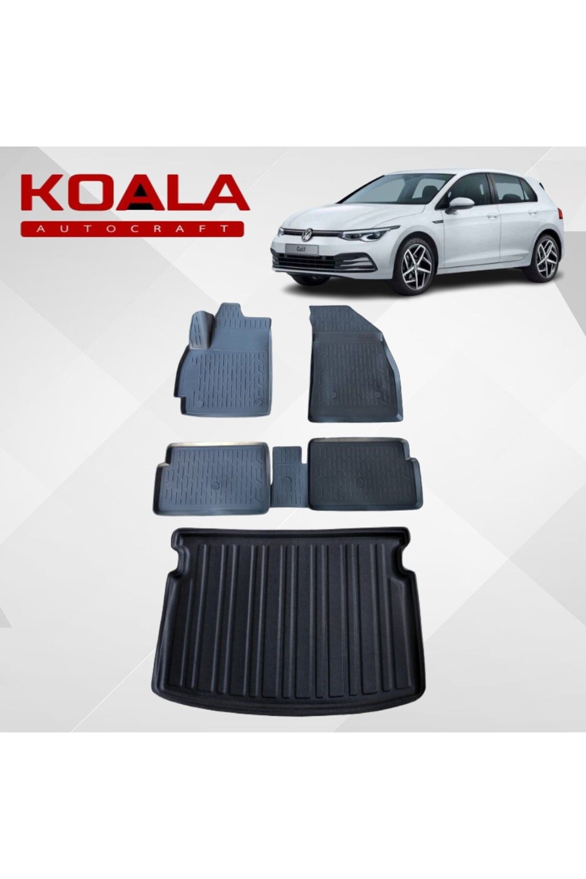 KoalaOtoTekstil Vw Golf 8.5 8 E Tsi Otomatik (2021+..) Ile Uyumlu - Araca Özel Paspas ve Bagaj Havuzu(ÜST KADEME)